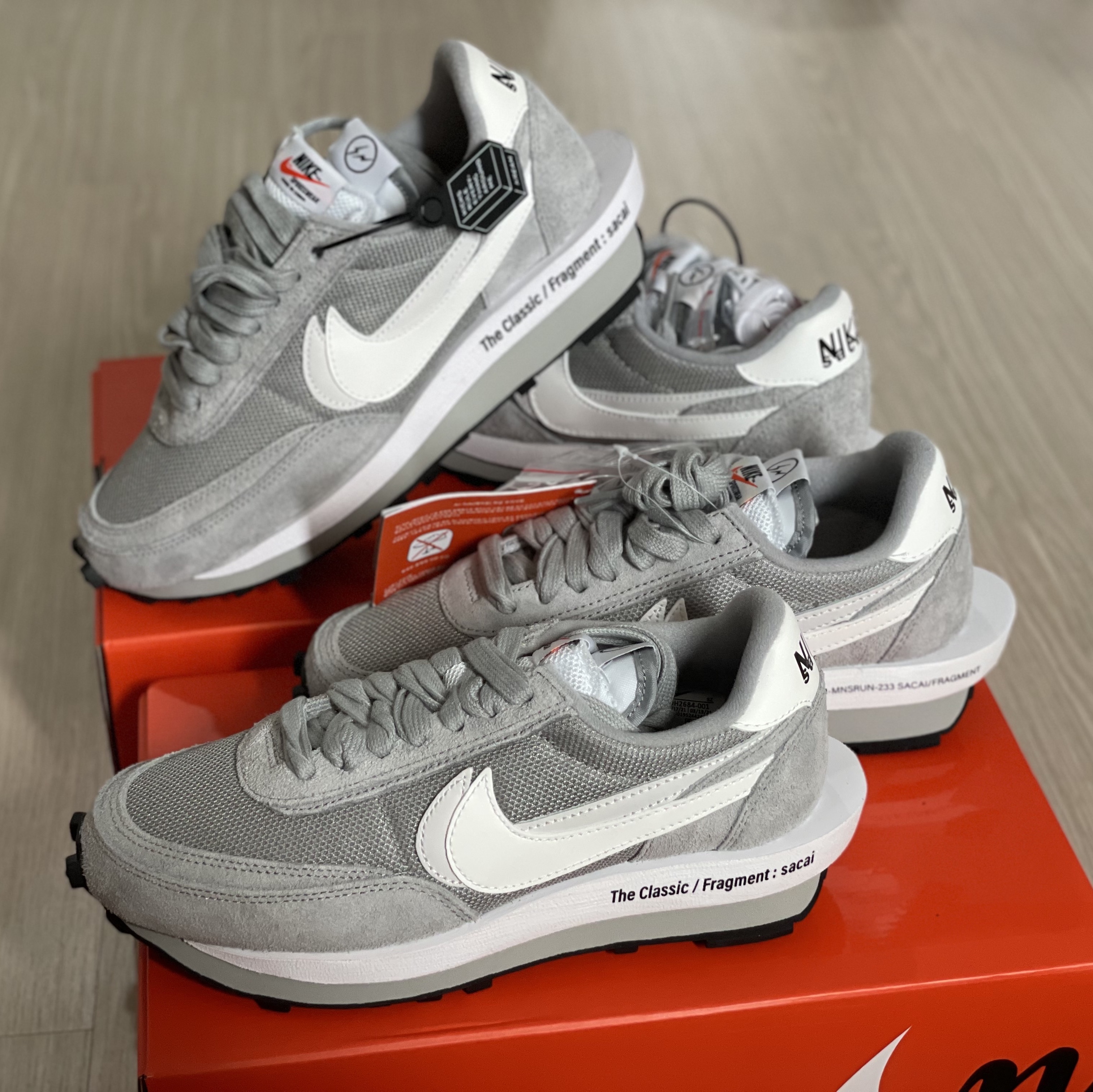 Nike x Sacai x Fragment LDWaffle Light Smoke Grey 착용 스타일