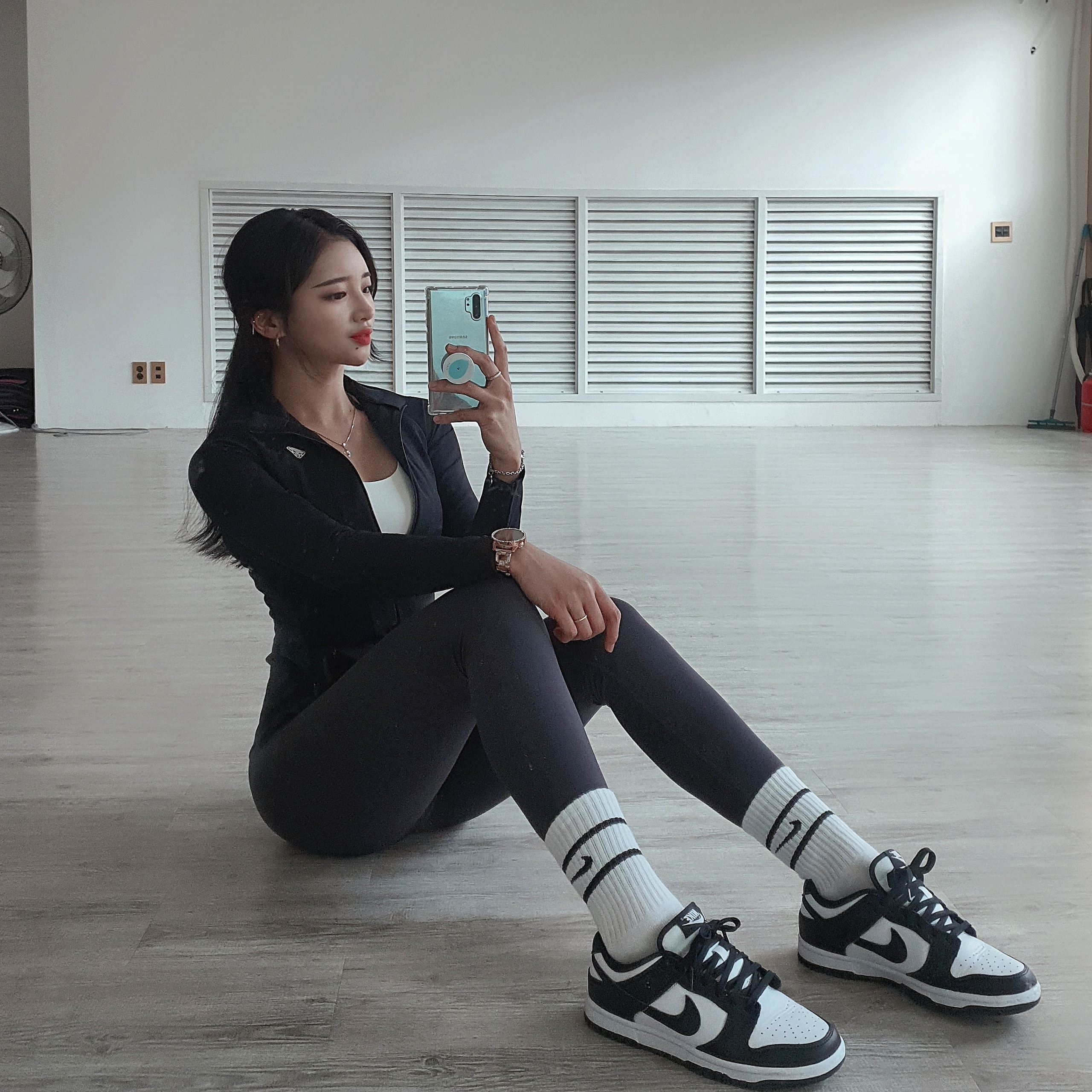 (W) Nike Dunk Low Black, Nike Dunk Low Retro Black 착용 스타일