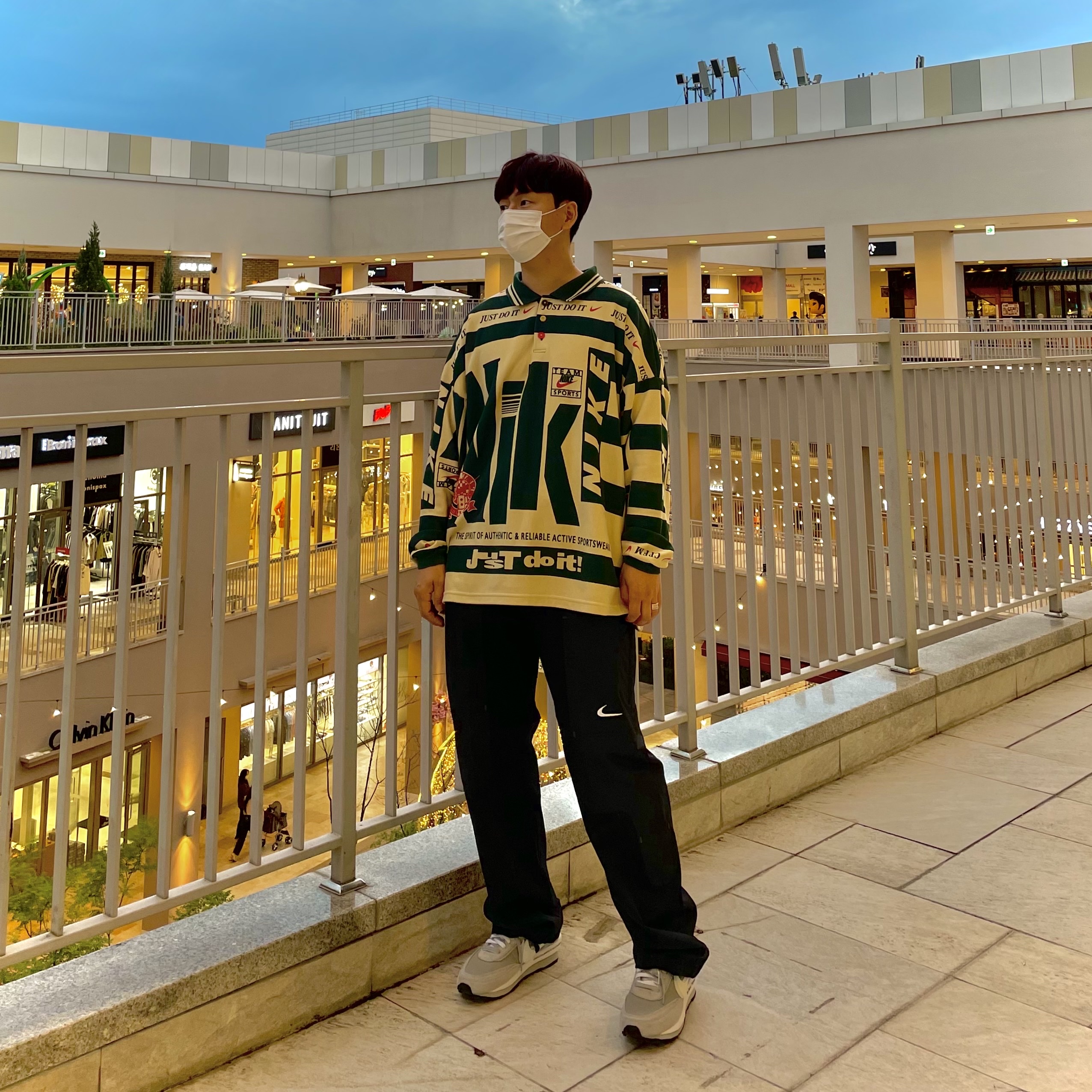 Nike x Cactus Plant Flea Market Long Sleeve Polo Natural - US/EU, Nike x Off-White NRG Pants Black 착용 스타일 - 4