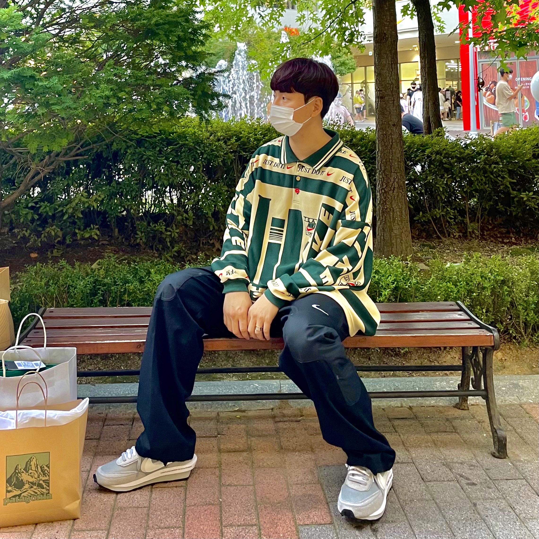 Nike x Cactus Plant Flea Market Long Sleeve Polo Natural - US/EU, Nike x Off-White NRG Pants Black 착용 스타일 - 2
