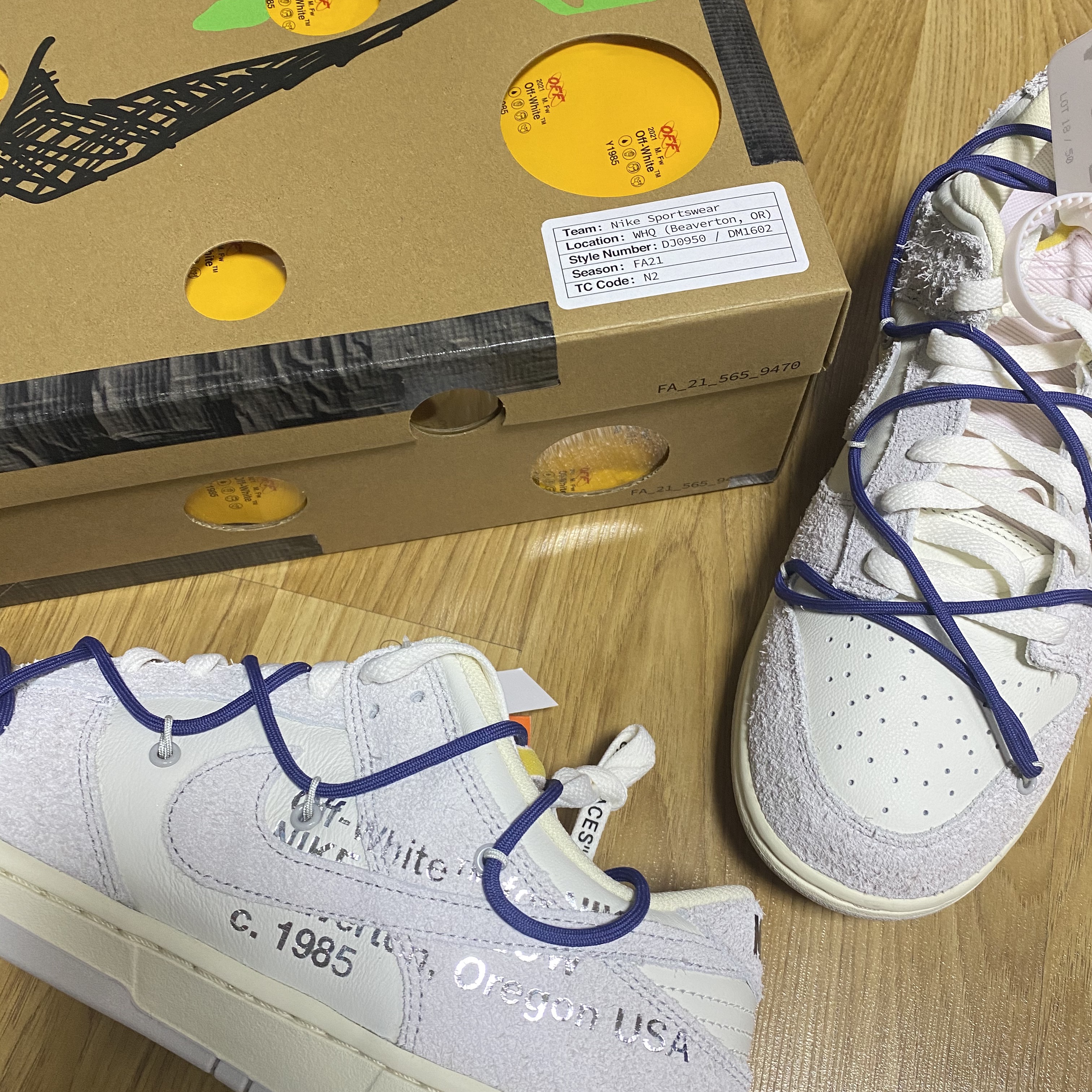 Nike x Off-White Dunk Low The 50 - Lot 18 착용 스타일 - 1