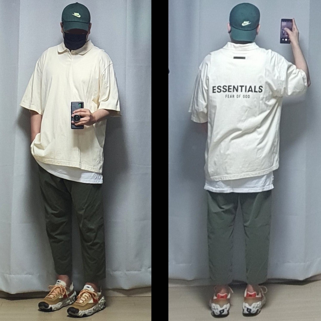 Essentials Short Sleeve Polo Cream - 21SS, Nike Overbreak SP Fossil 착용 스타일 - 1