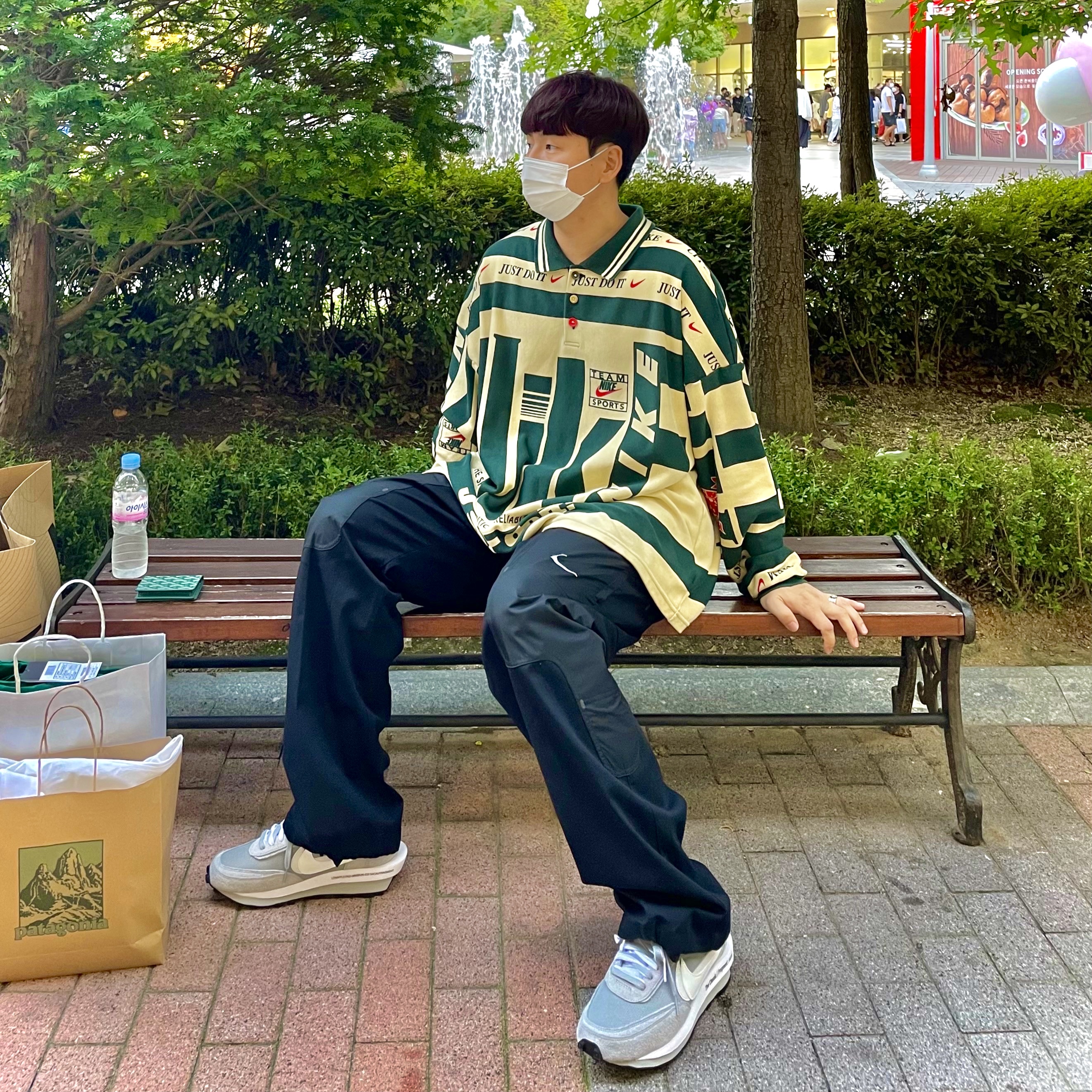 Nike x Cactus Plant Flea Market Long Sleeve Polo Natural - US/EU, Nike x Off-White NRG Pants Black 착용 스타일 - 1