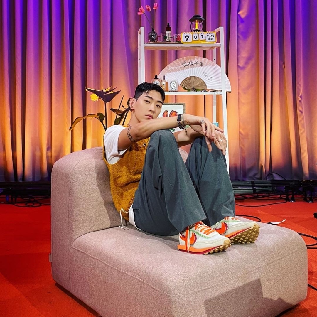 Nike x Sacai x Clot LDWaffle Orange Blaze 착용 스타일 - 2