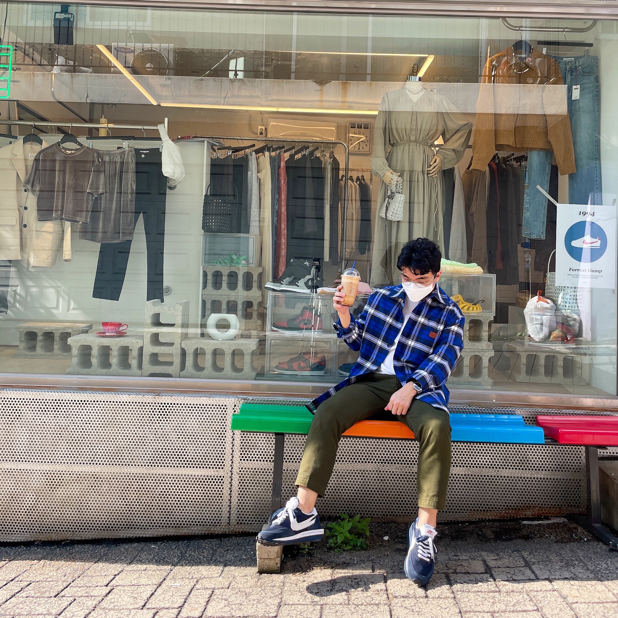 Nike x Sacai x Fragment LDWaffle Blackened Blue 착용 스타일 - 1