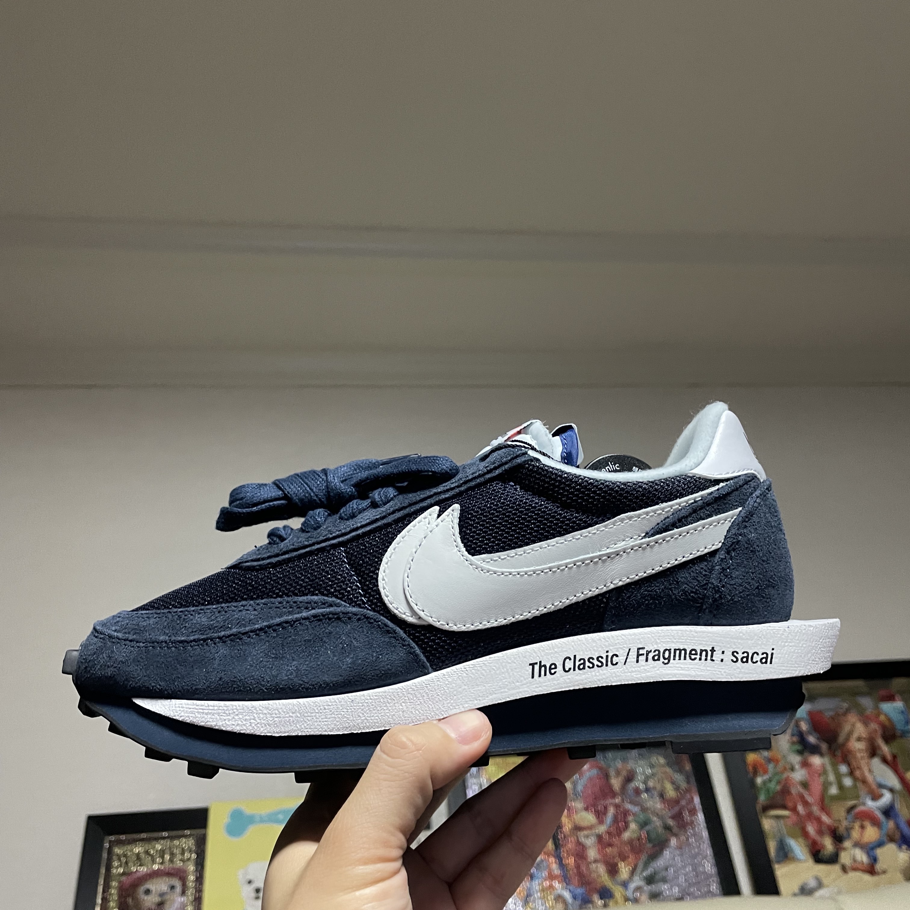 Nike x Sacai x Fragment LDWaffle Blackened Blue 착용 스타일 - 3