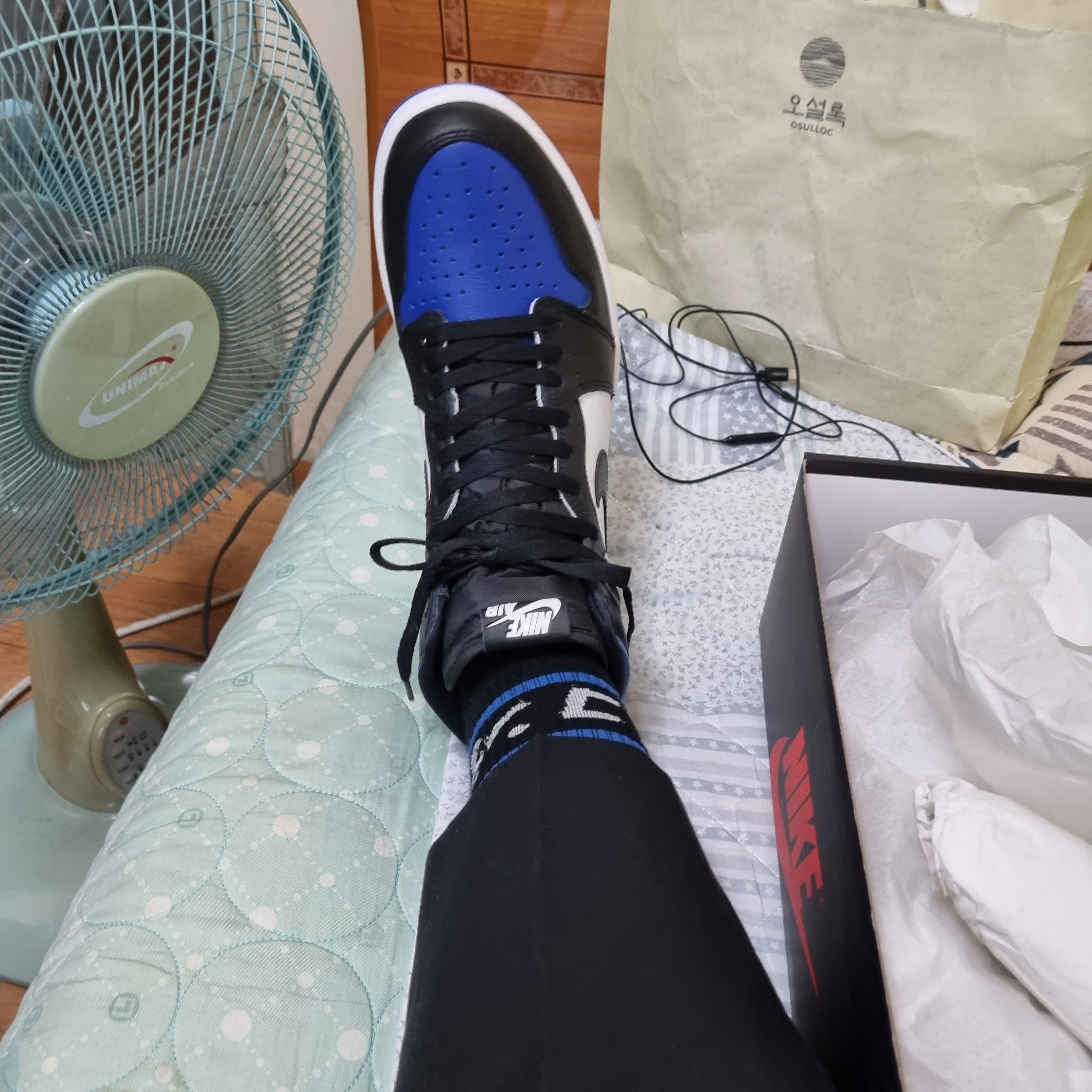 Jordan 1 Retro High OG Royal Toe 착용 스타일 - 2