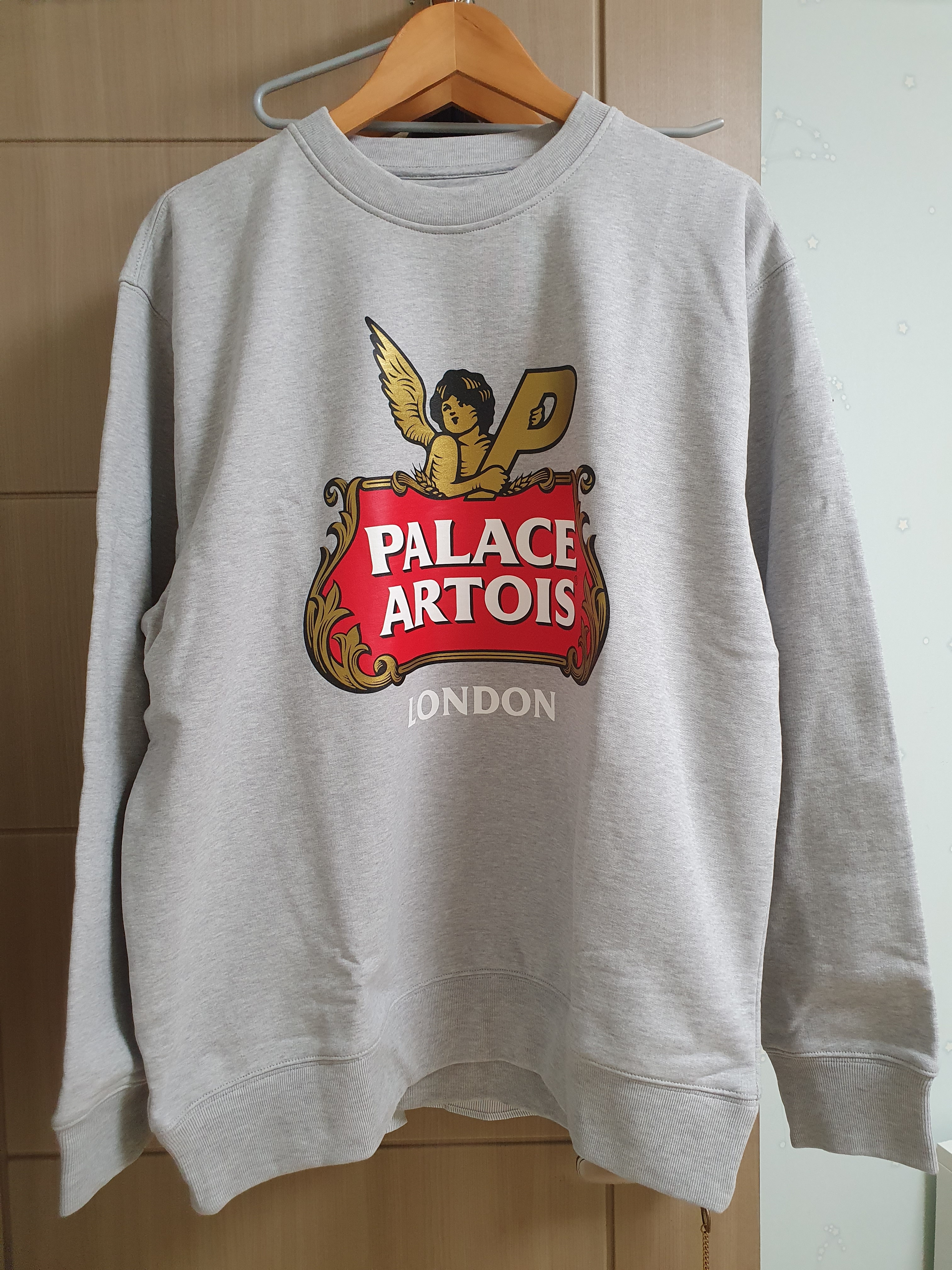 Palace x Stella Artois Cartouche Crew Grey Marl - 21FW 착용 스타일 - 1