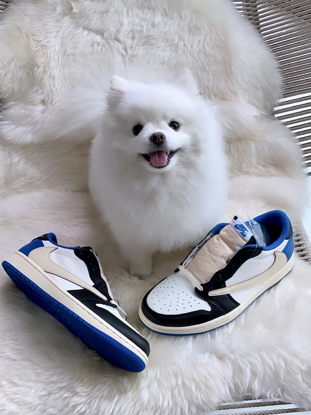 Jordan 1 x Travis Scott x Fragment Retro Low OG SP Military Blue 착용 스타일 - 2