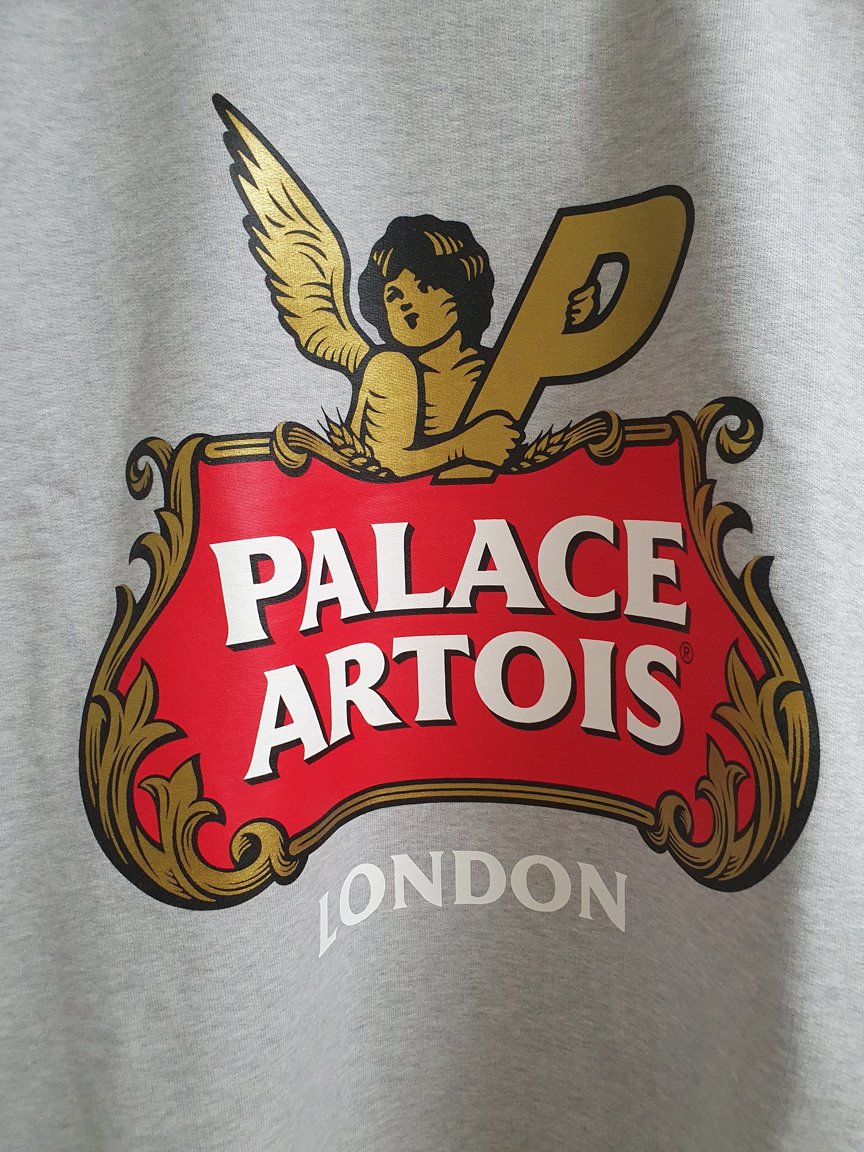 Palace x Stella Artois Cartouche Crew Grey Marl - 21FW 착용 스타일 - 3