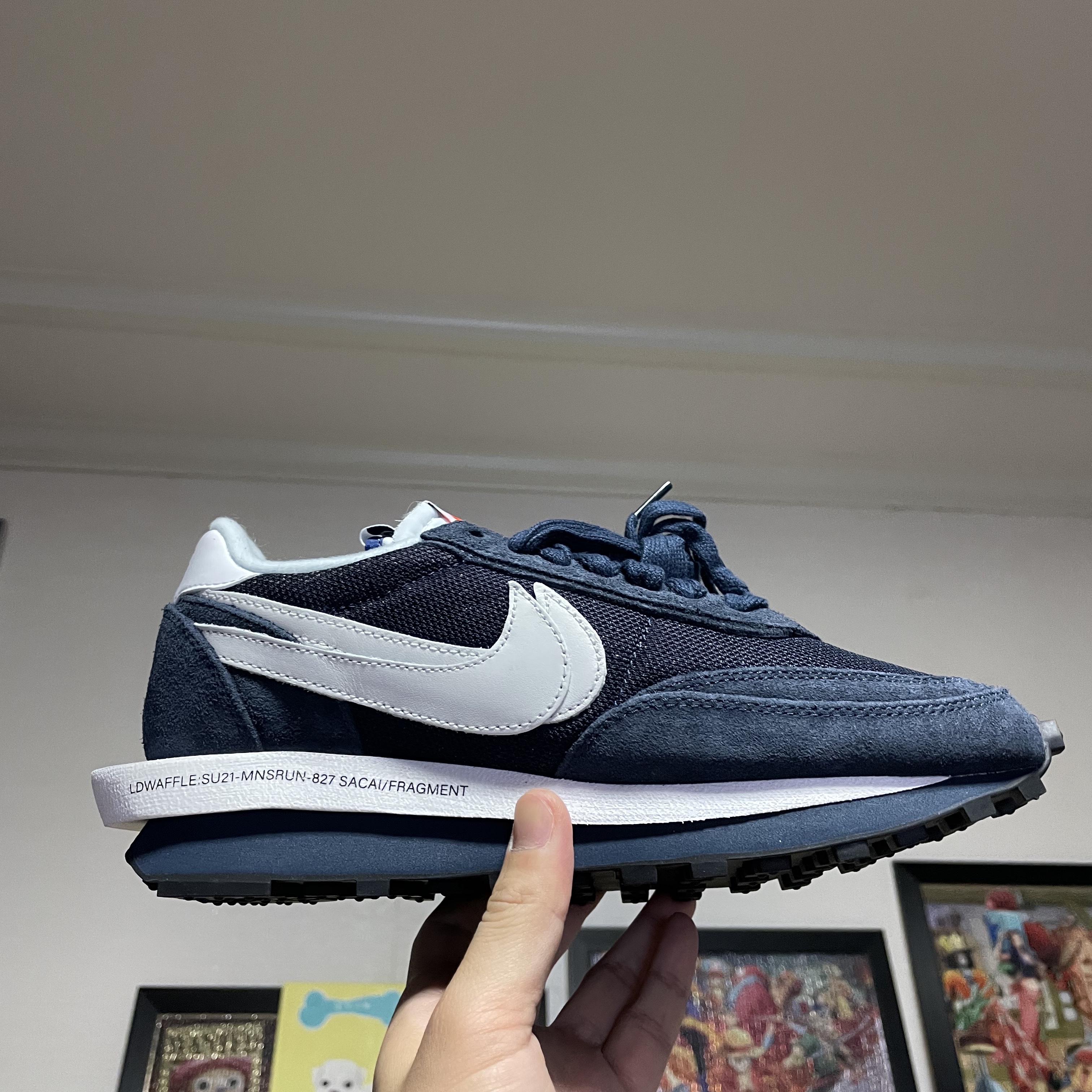 Nike x Sacai x Fragment LDWaffle Blackened Blue 착용 스타일 - 4