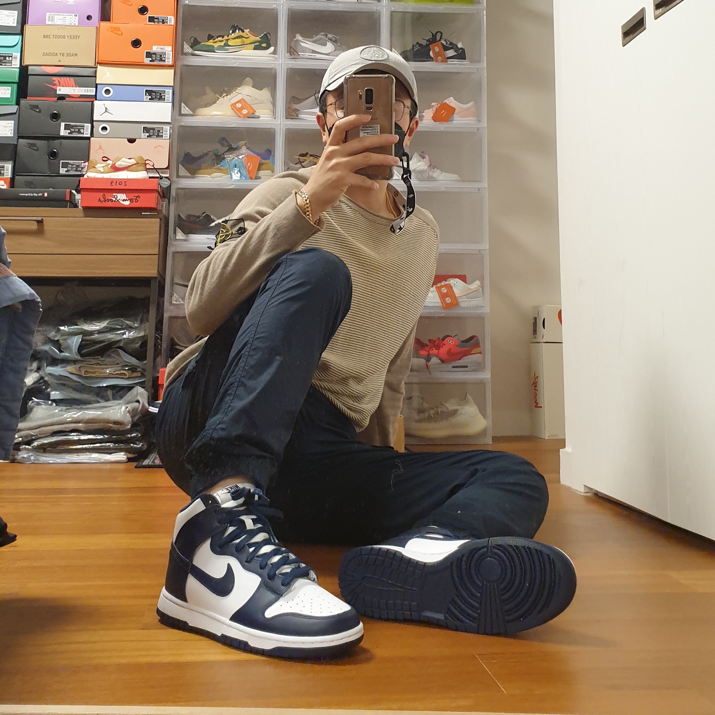 Nike Dunk High Retro Championship Navy 착용 스타일 - 4