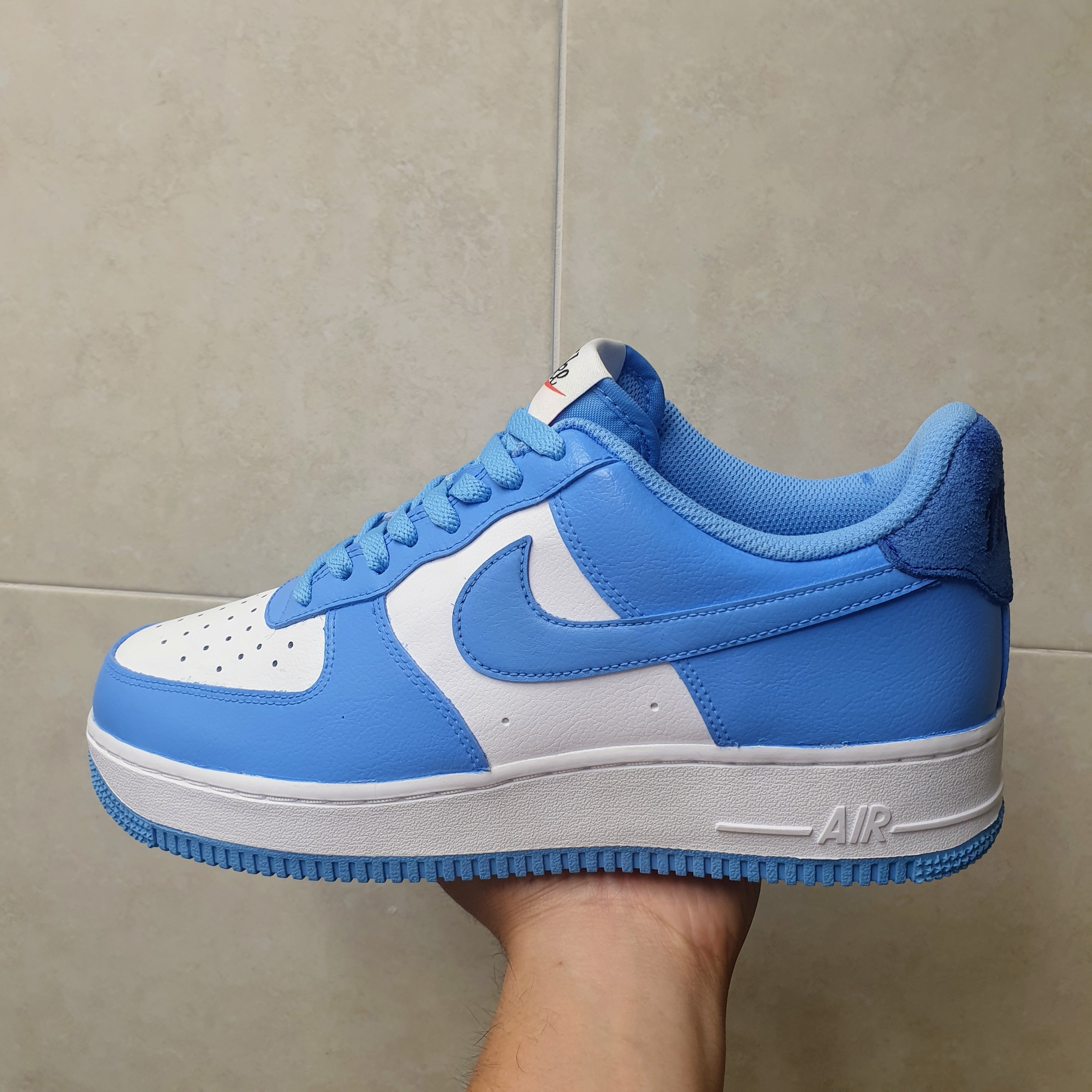 Nike Air Force 1 '07 First Use White University Blue, Nike Dunk Low Retro University Blue 착용 스타일 - 1