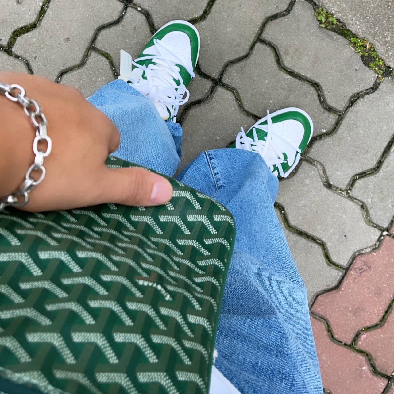Nike x Off-White Dunk Low Pine Green 착용 스타일