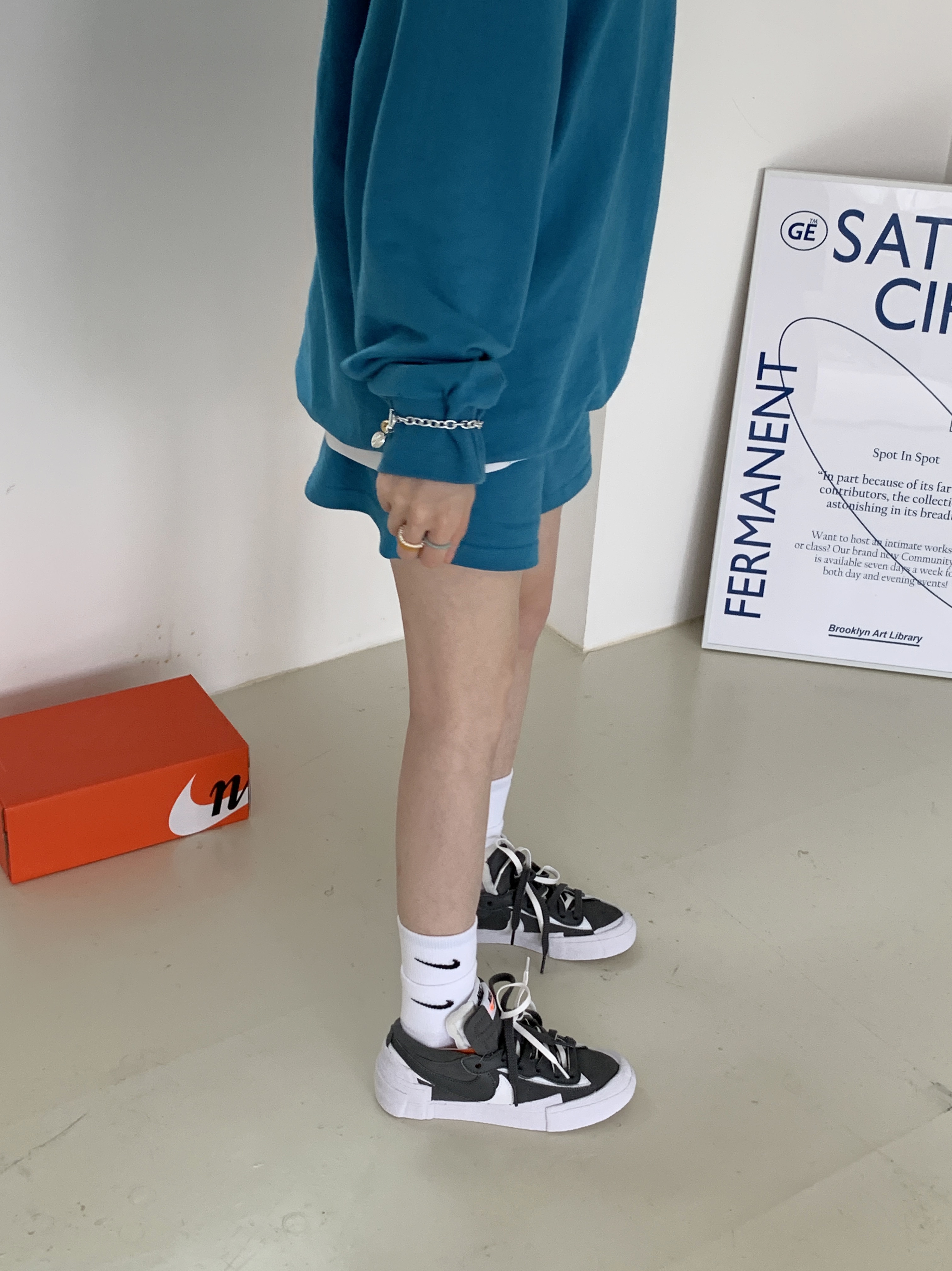 Nike x Sacai Blazer Low Iron Grey, Nike x Matthew M Williams NRG Socks White 착용 스타일 - 4