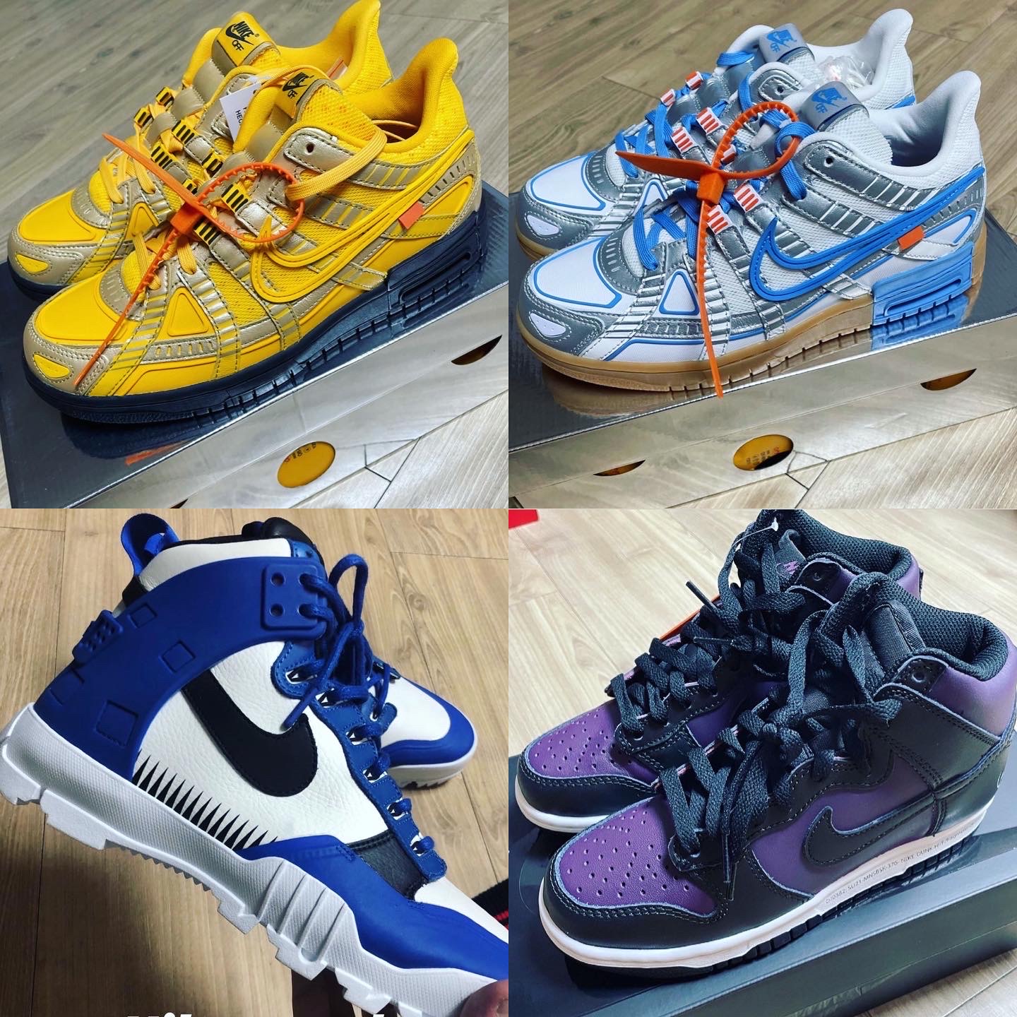 Nike x Undercover SFB Jungle Dunk White, Nike x Off-White Air Rubber Dunk University Gold 착용 스타일 - 1