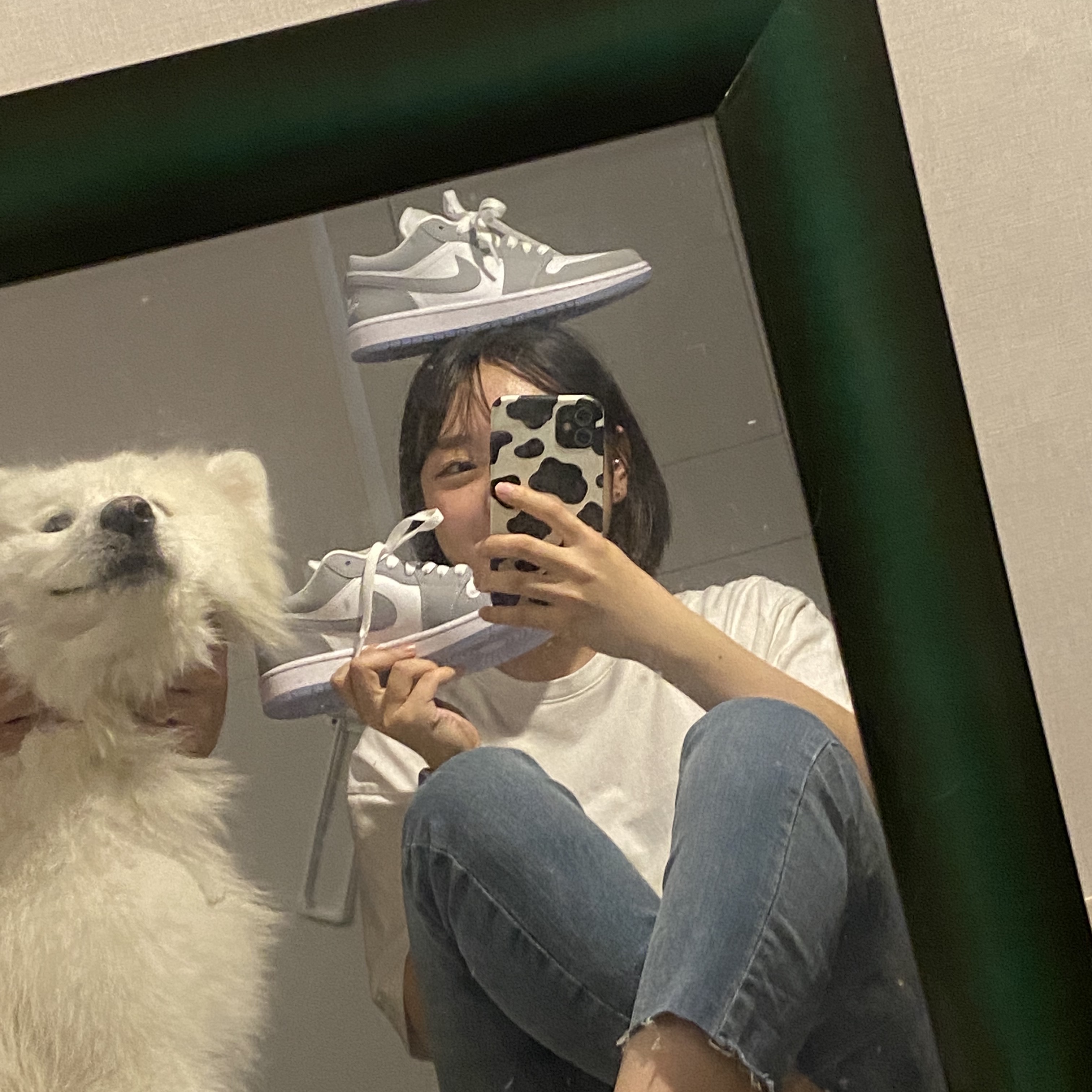 (W) Jordan 1 Low White Wolf Grey 착용 스타일 - 2