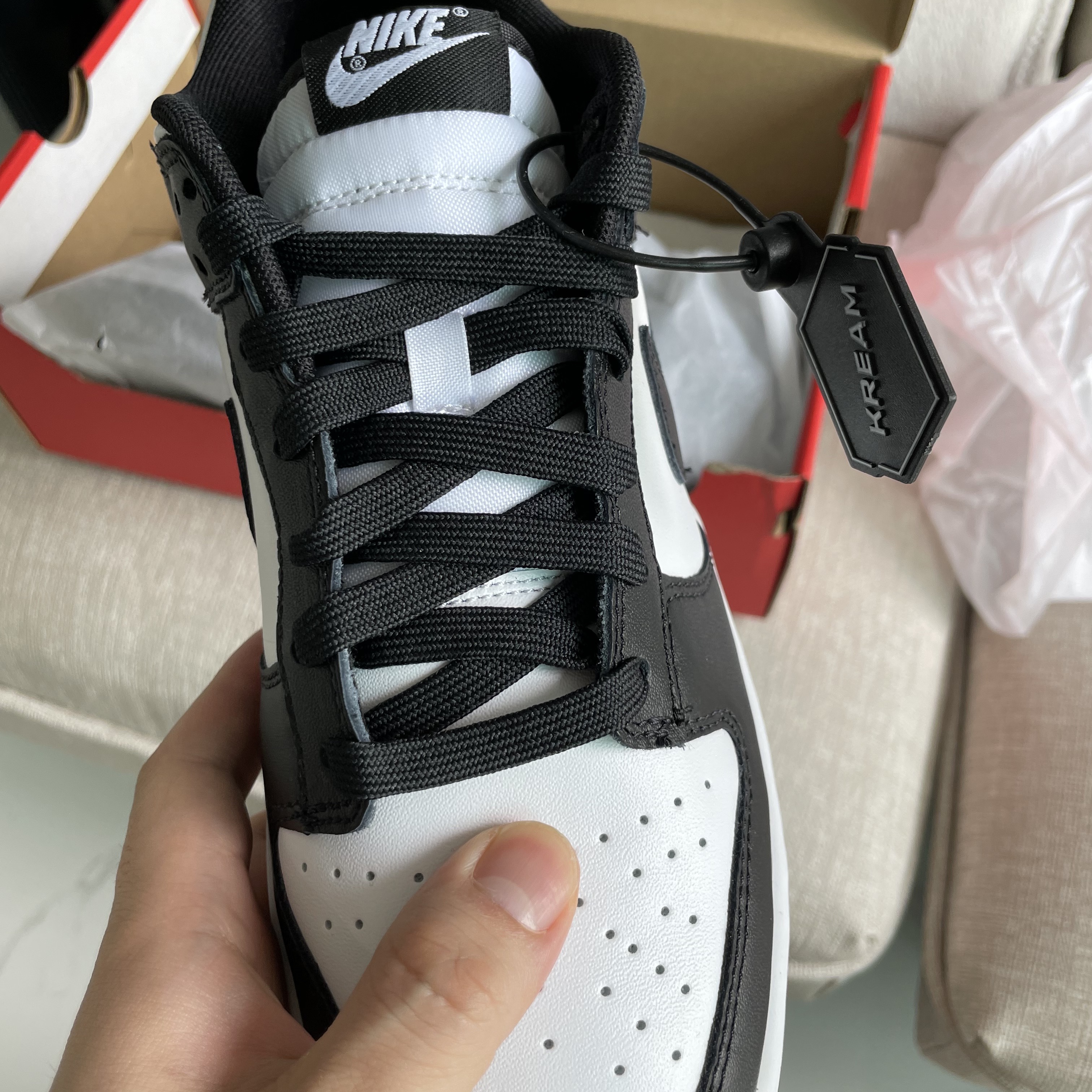 Nike Dunk Low Retro Black, (W) Nike Dunk Low Black 착용 스타일 - 1