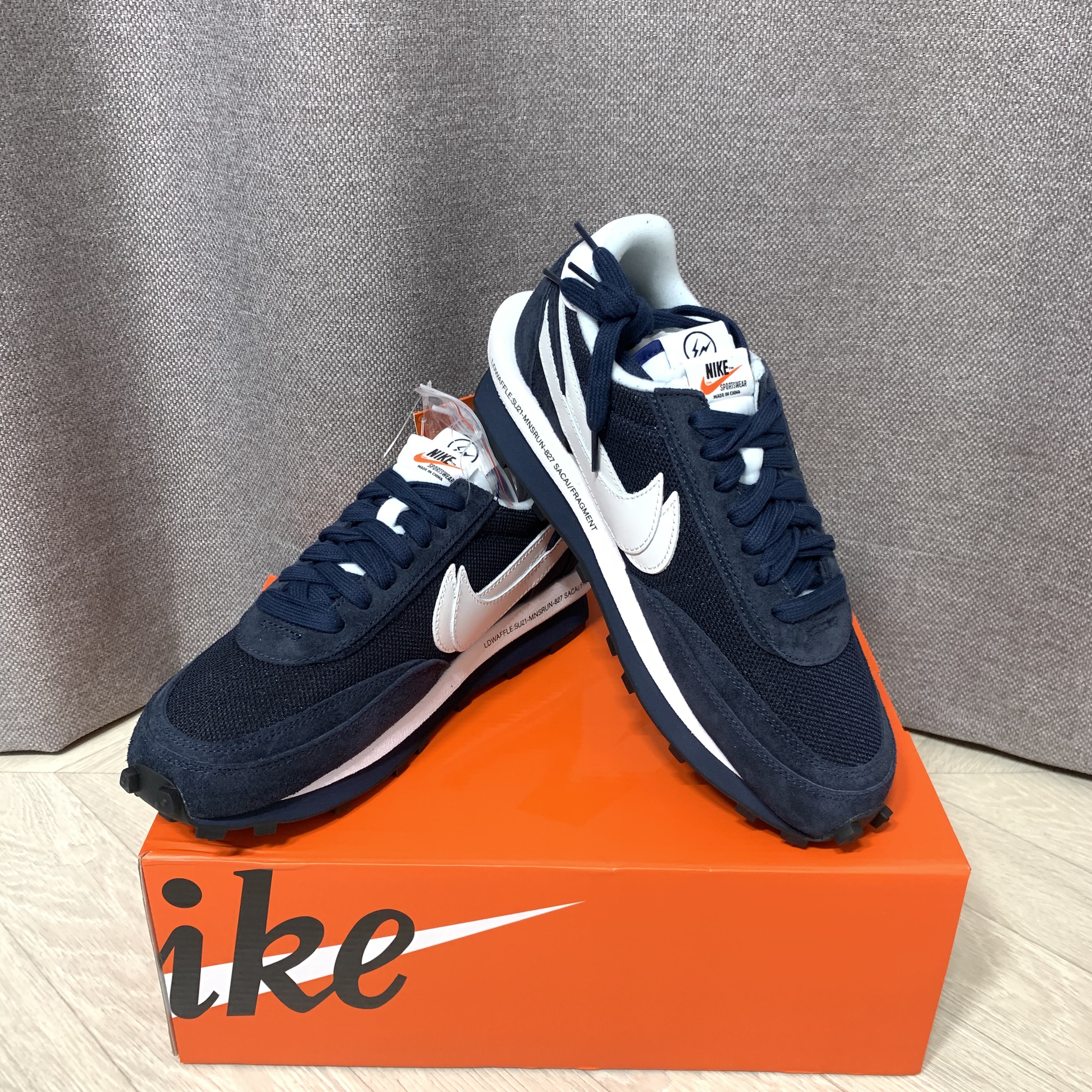 Nike x Sacai x Fragment LDWaffle Blackened Blue 착용 스타일 - 3