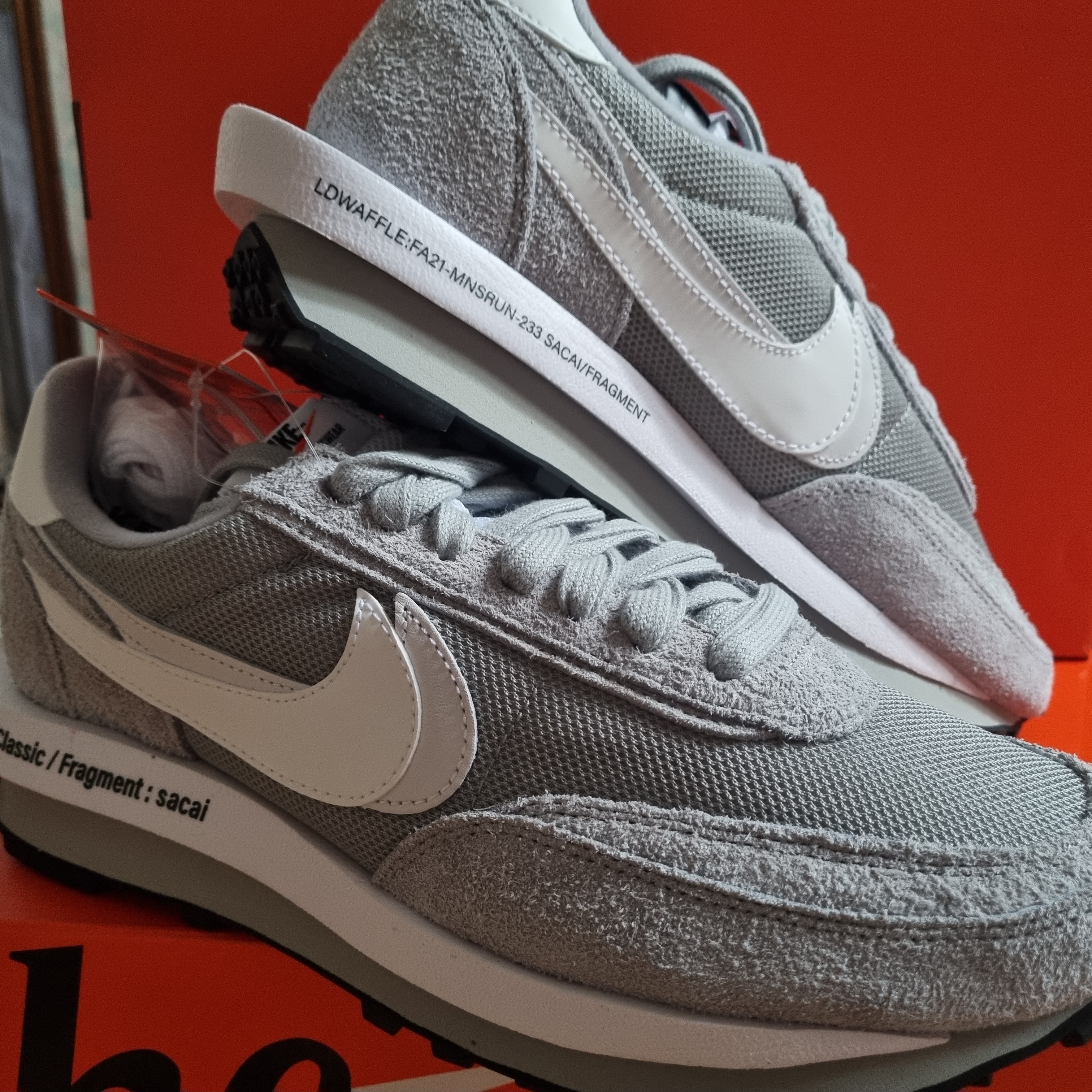 Nike x Sacai x Fragment LDWaffle Light Smoke Grey 착용 스타일