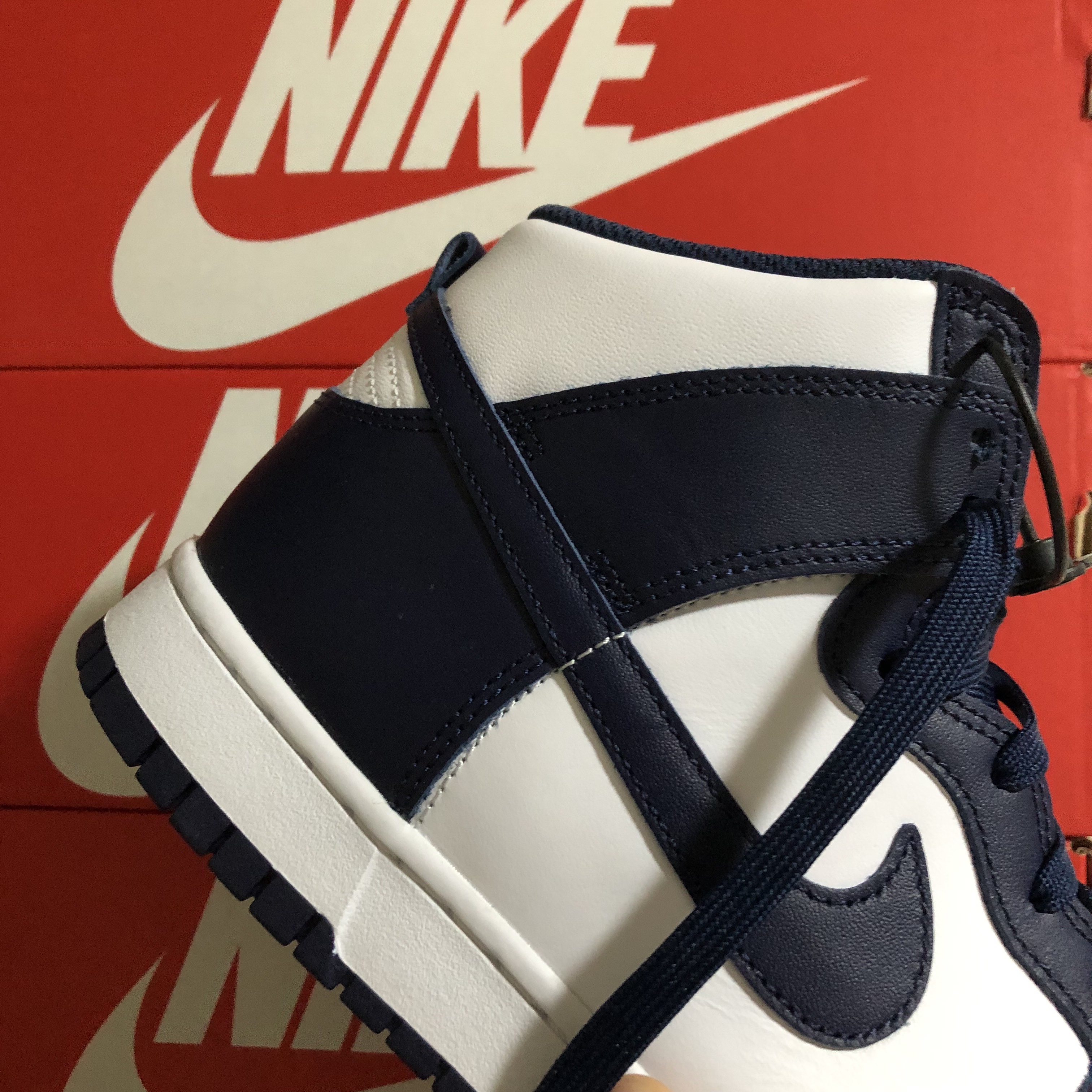 Nike Dunk High Retro Championship Navy, (GS) Nike Dunk High Championship Navy 착용 스타일