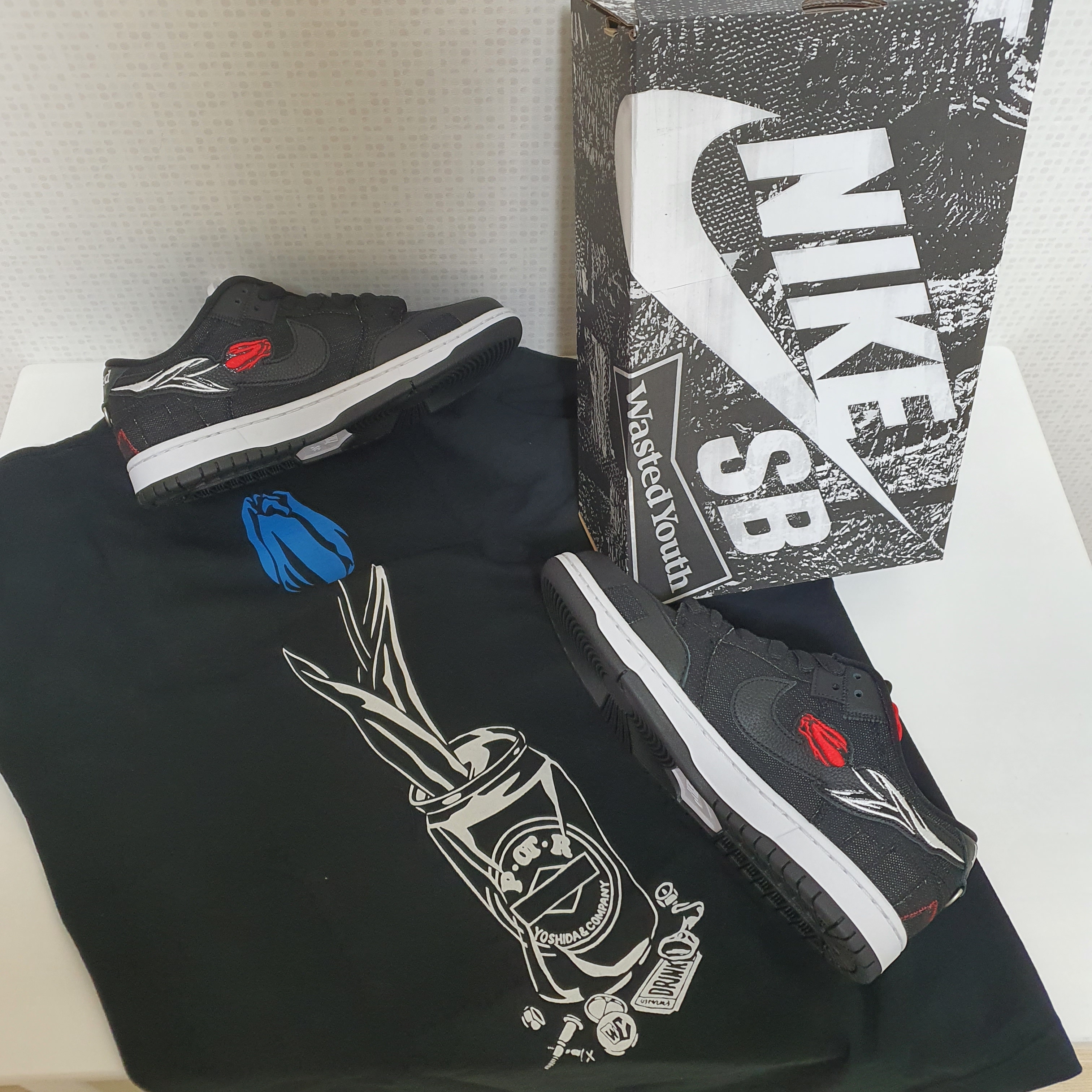 Nike x Verdy SB Dunk Low Pro Wasted Youth (Special Box), Porter POTR x Wasted Youth T-Shirt Black 착용 스타일 - 1
