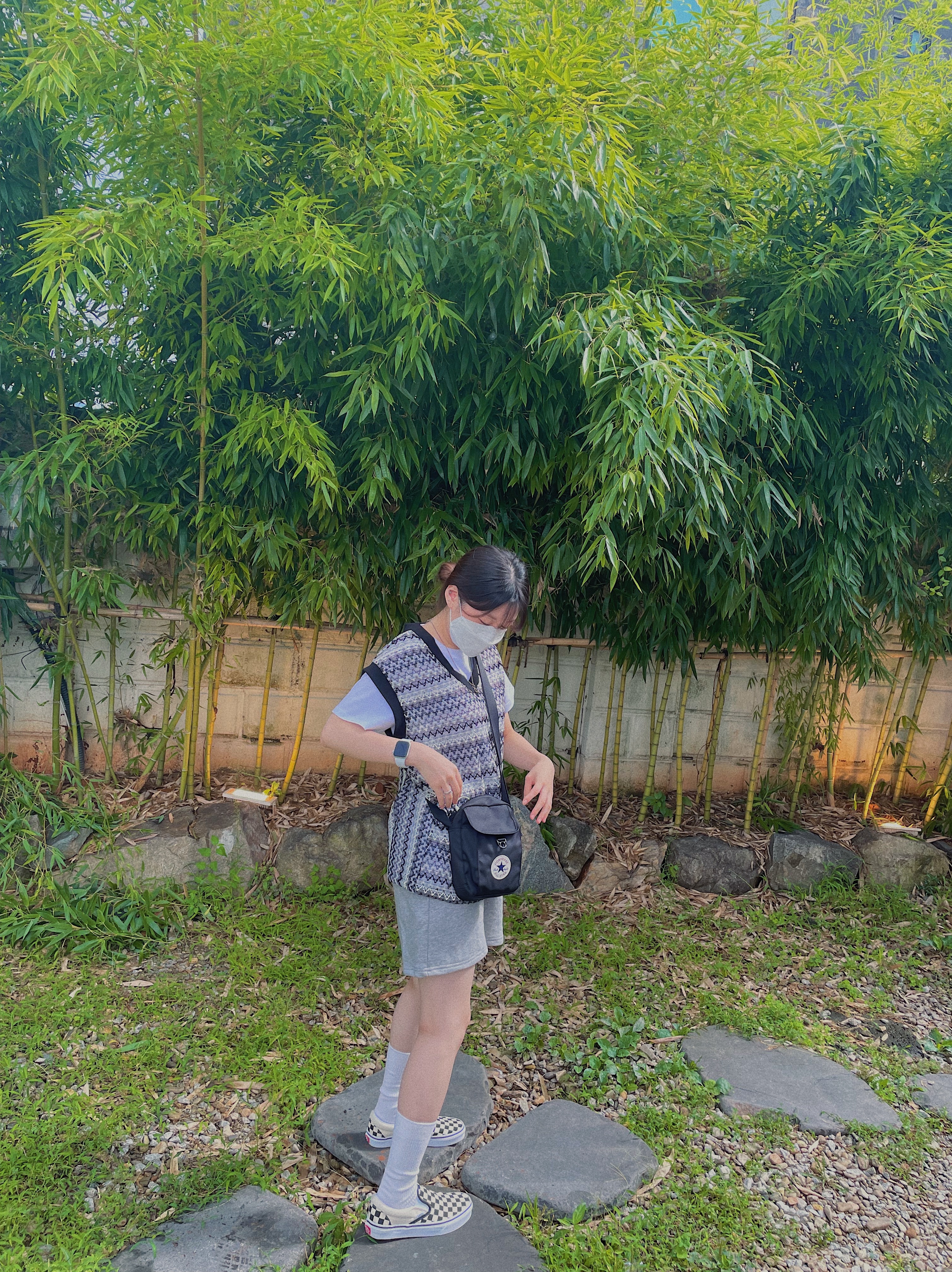 Vans Slip-On Checkerboard 착용 스타일 - 1