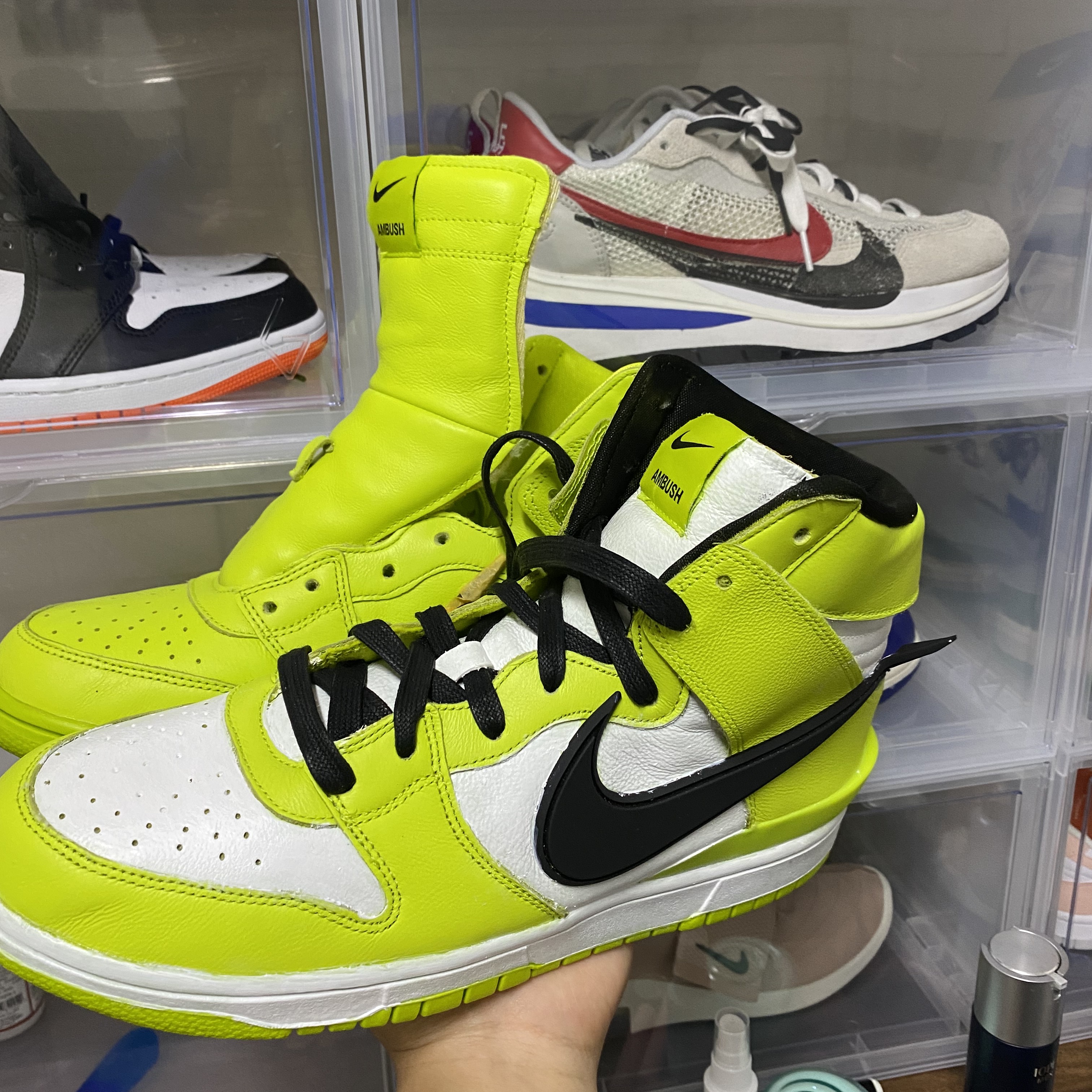 Nike x Ambush Dunk High Flash Lime 착용 스타일