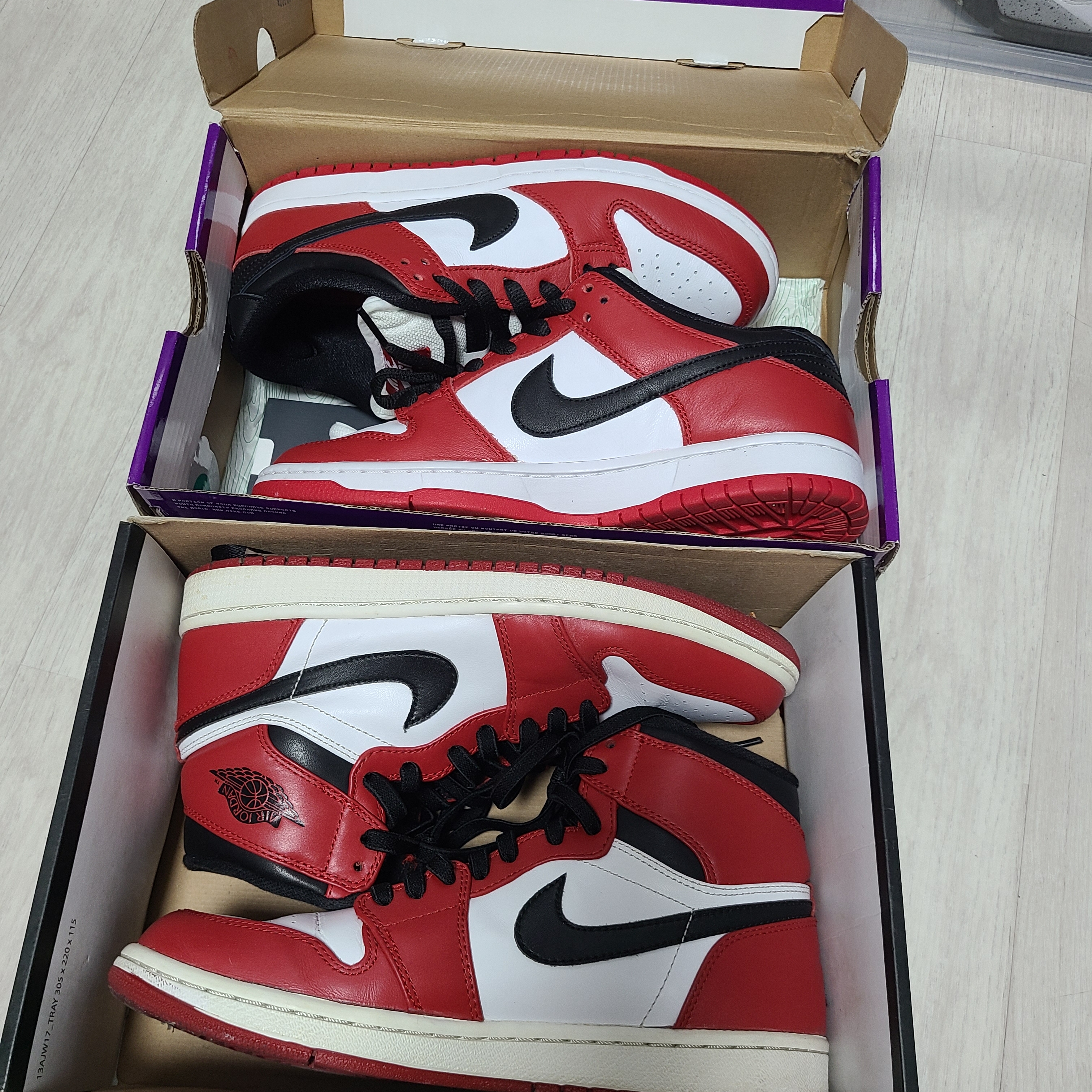 Jordan 1 Retro Chicago 2013, Nike SB Dunk Low Pro Chicago 착용 스타일