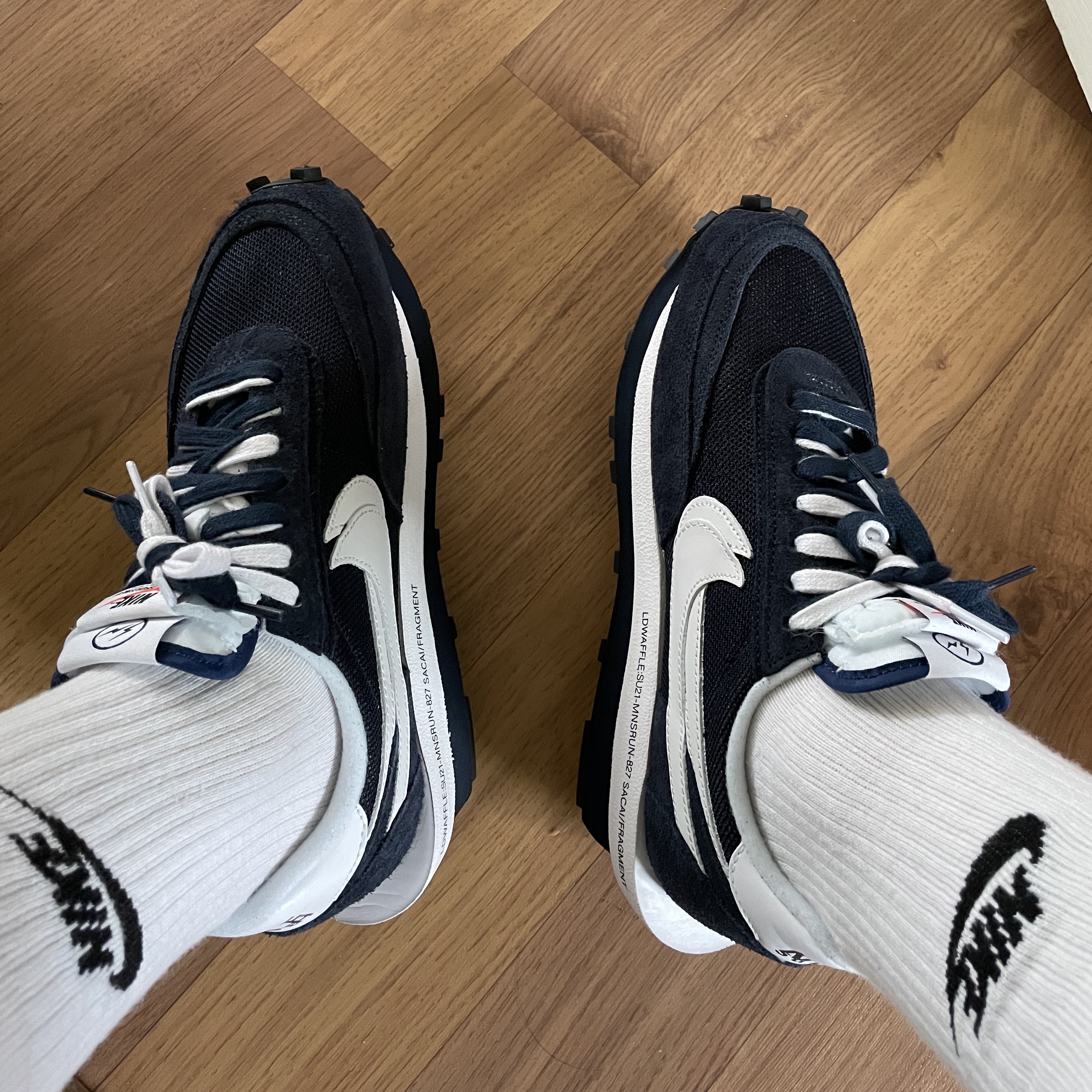 Nike x Sacai x Fragment LDWaffle Blackened Blue 착용 스타일
