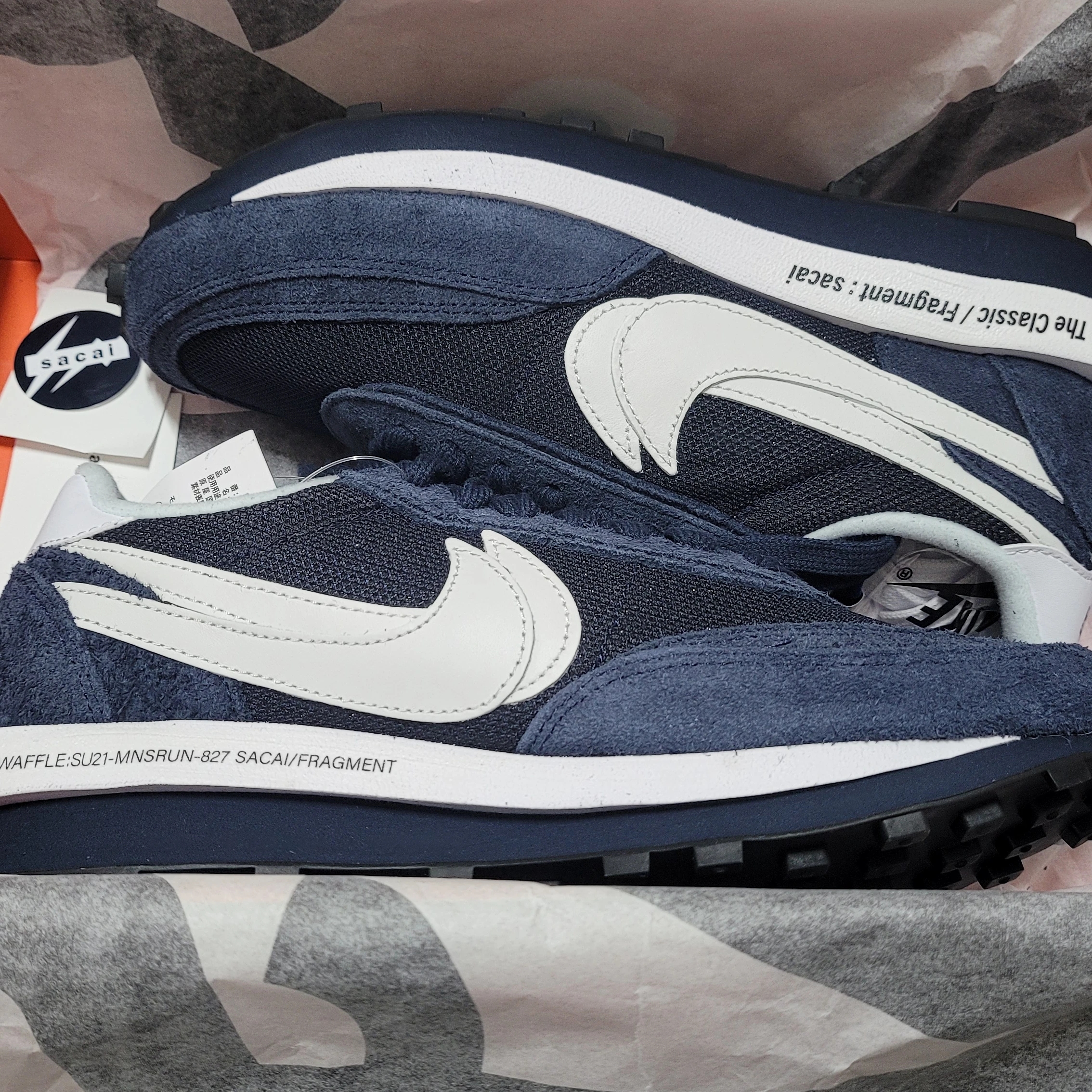 Nike x Sacai x Fragment LDWaffle Blackened Blue 착용 스타일