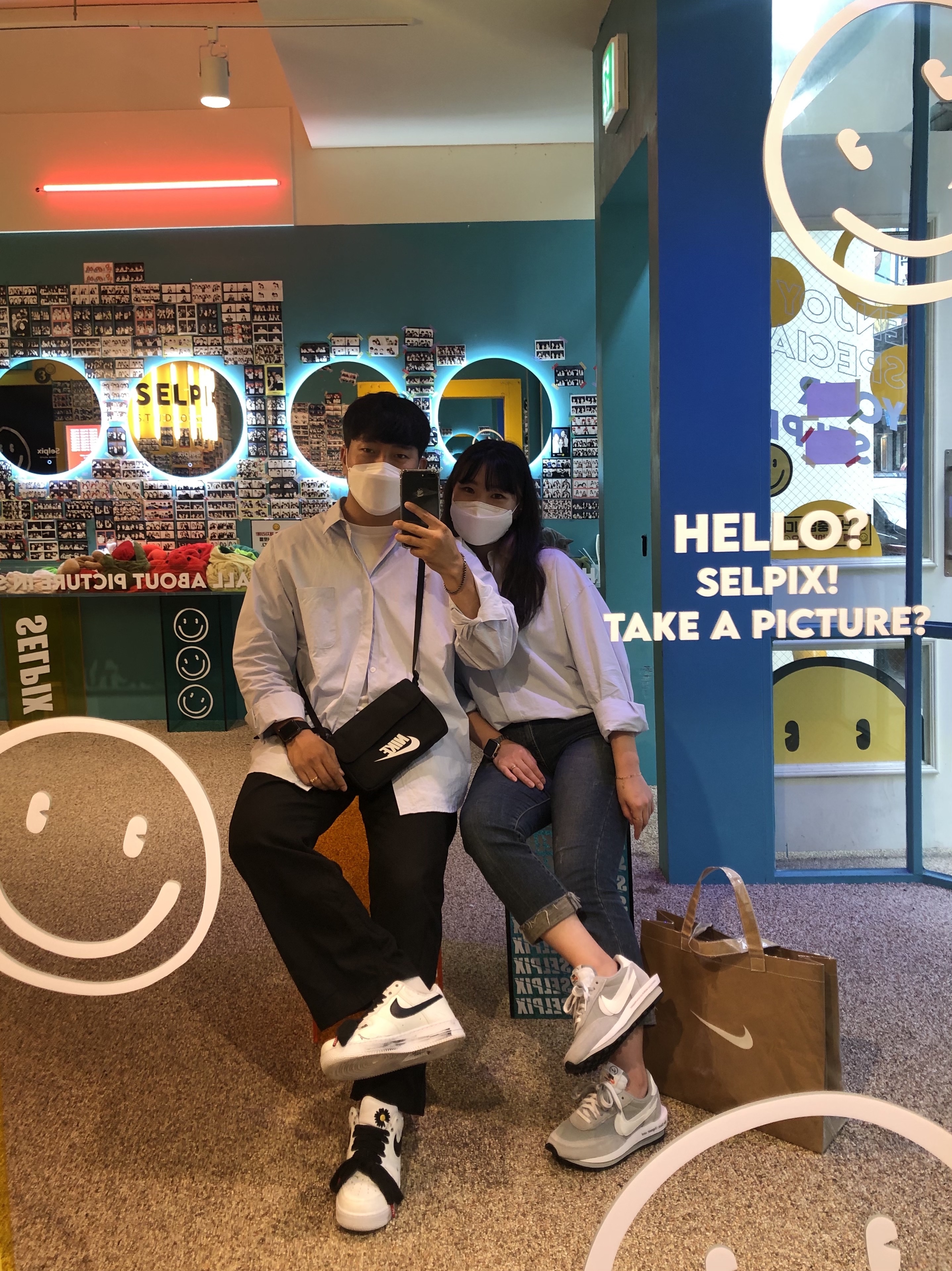 Nike x Peaceminusone Air Force 1 Low Para-Noise 2.0, Nike x Sacai x Fragment LDWaffle Light Smoke Grey 착용 스타일