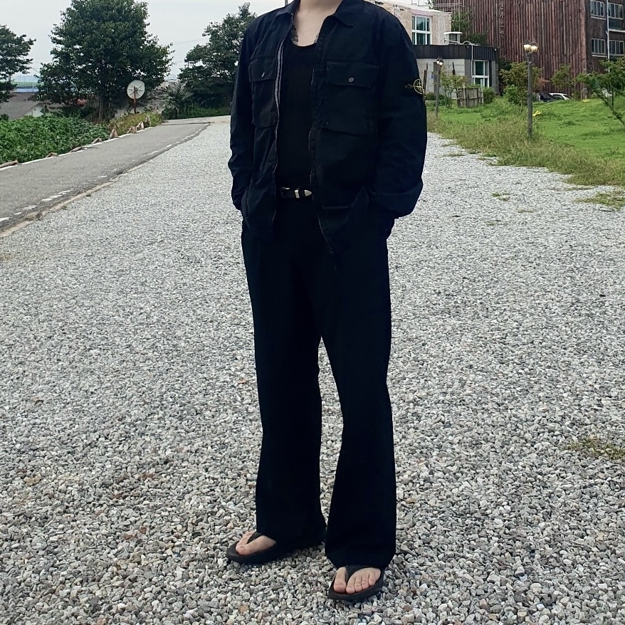 Stone Island 113WN T.CO+OLD Overshirt Black - 21FW 착용 스타일