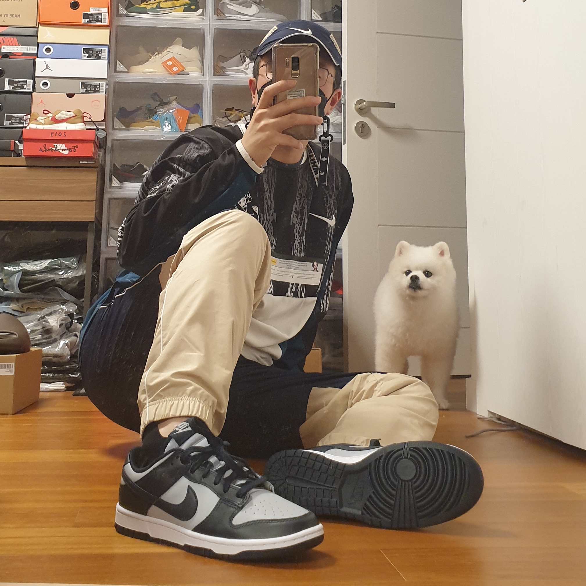 Nike x Cav Empt Track Pants Navy, Nike x Cav Empt Long Sleeve Graphic Shirt Jersey 착용 스타일 - 4