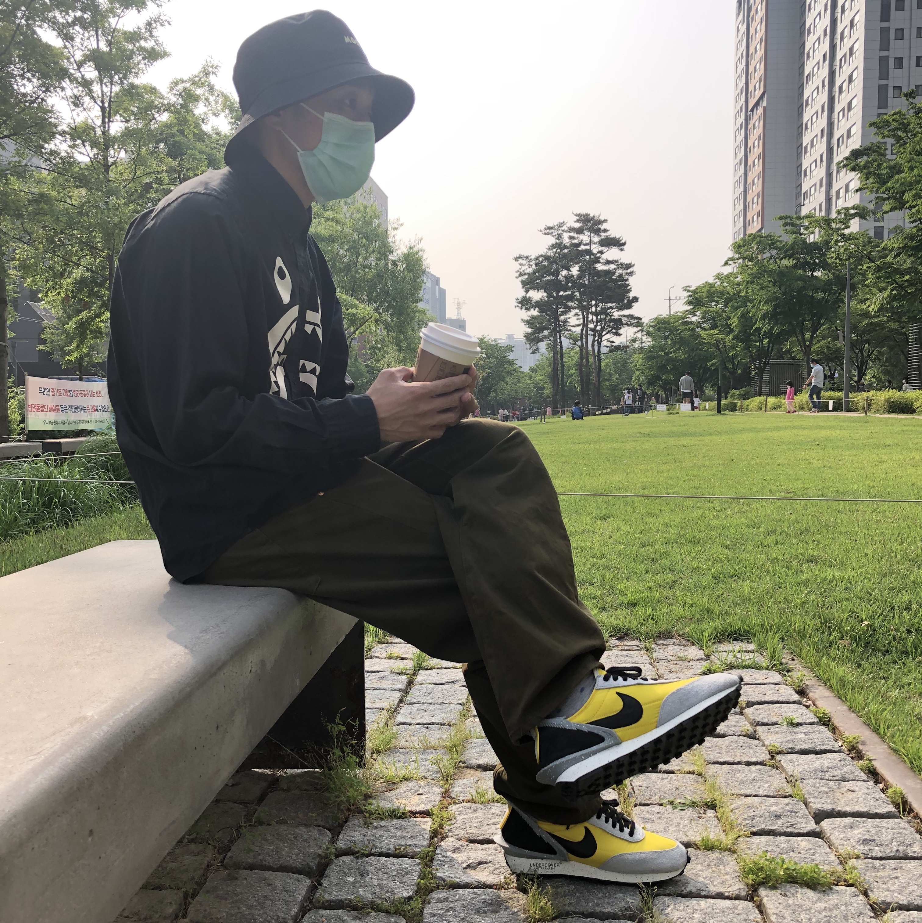 Nike x Undercover Daybreak Bright Citron 착용 스타일