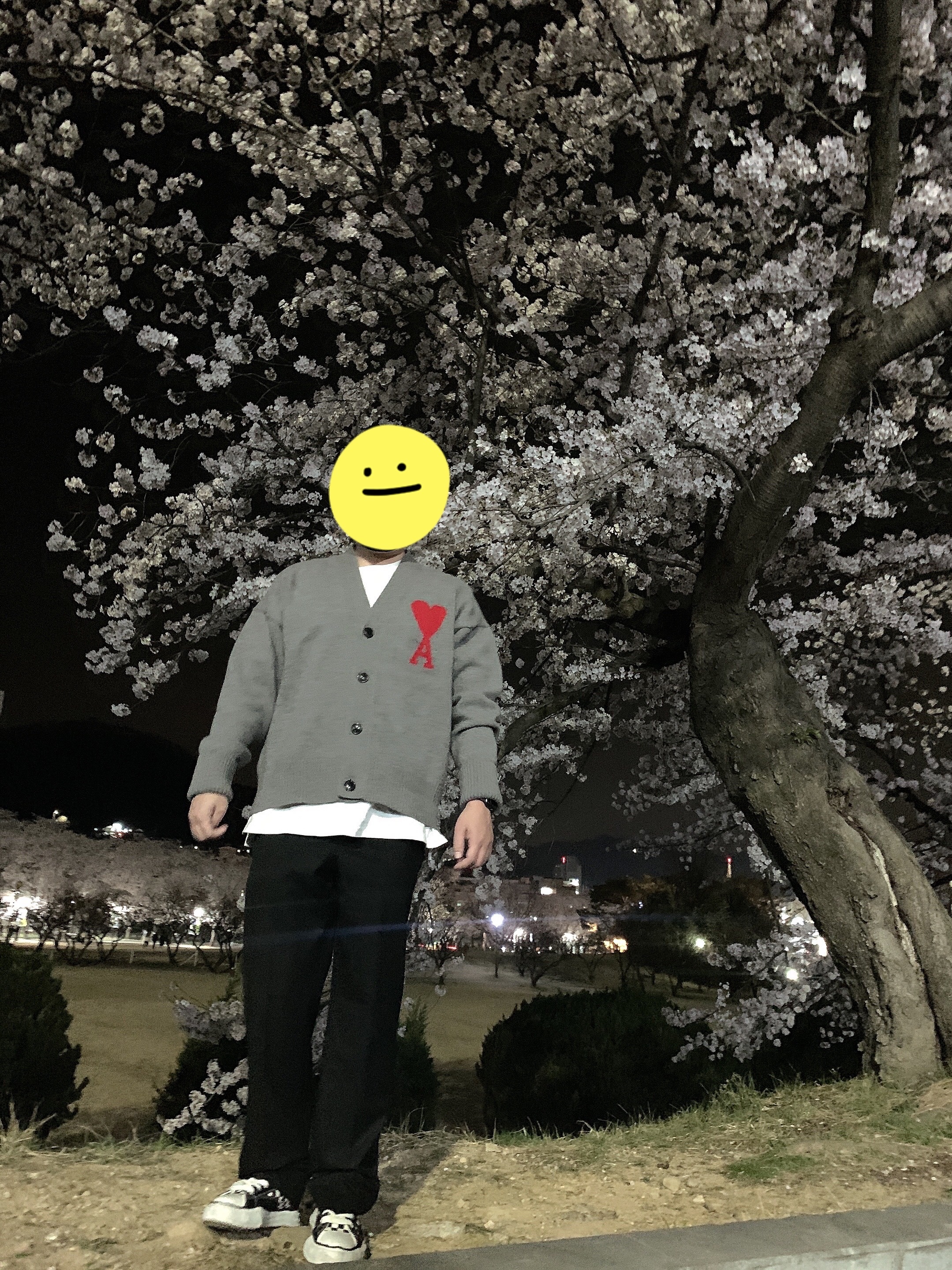 Maison Mihara Yasuhiro Peterson OG Sole Canvas Low Sneakers Black White, AMI de Coeur Oversize Intarsia Cardigan Heather Grey - 20FW 착용 스타일