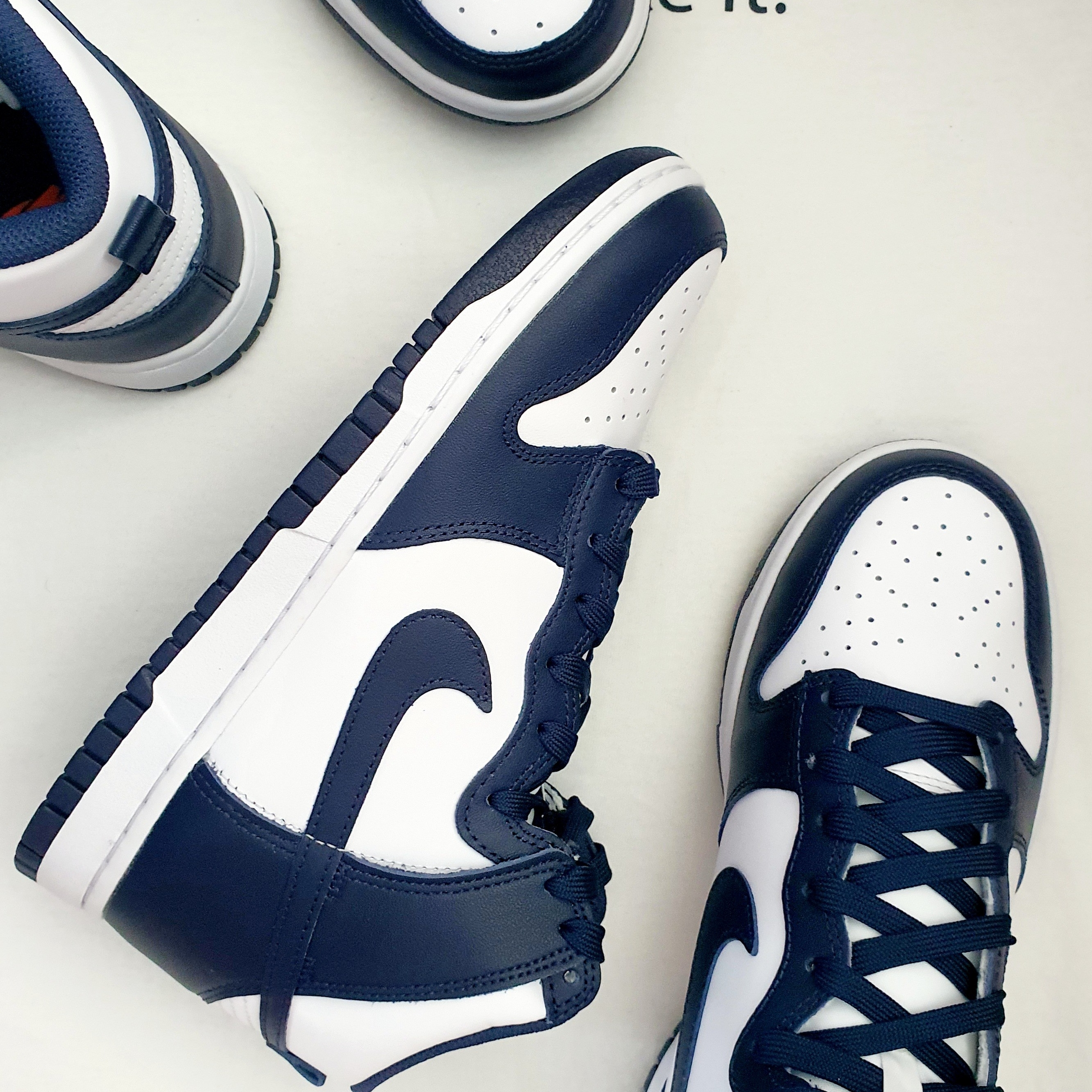 Nike Dunk High Retro Championship Navy, (GS) Nike Dunk High Championship Navy 착용 스타일 - 4