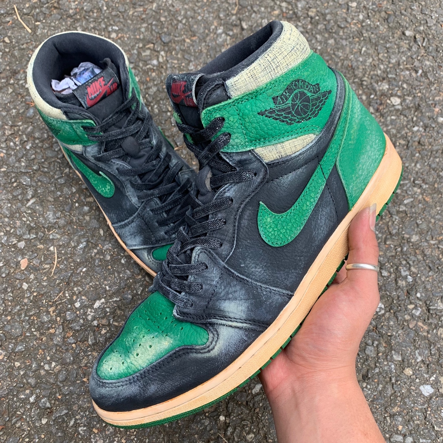 Jordan 1 Retro High OG Pine Green Black 착용 스타일 - 1