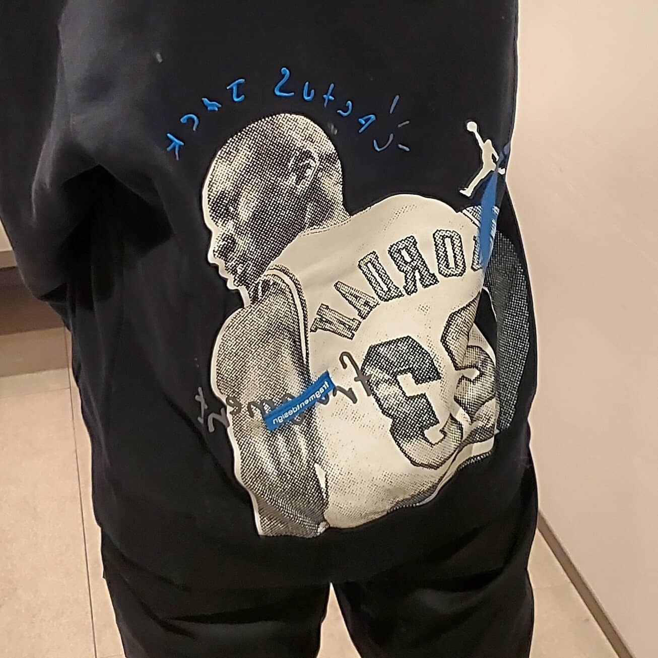 Jordan 1 x Travis Scott x Fragment Retro Low OG SP Military Blue, Jordan x Travis Scott x Fragment Hoodie Black (DJ0615-010) 착용 스타일 - 3