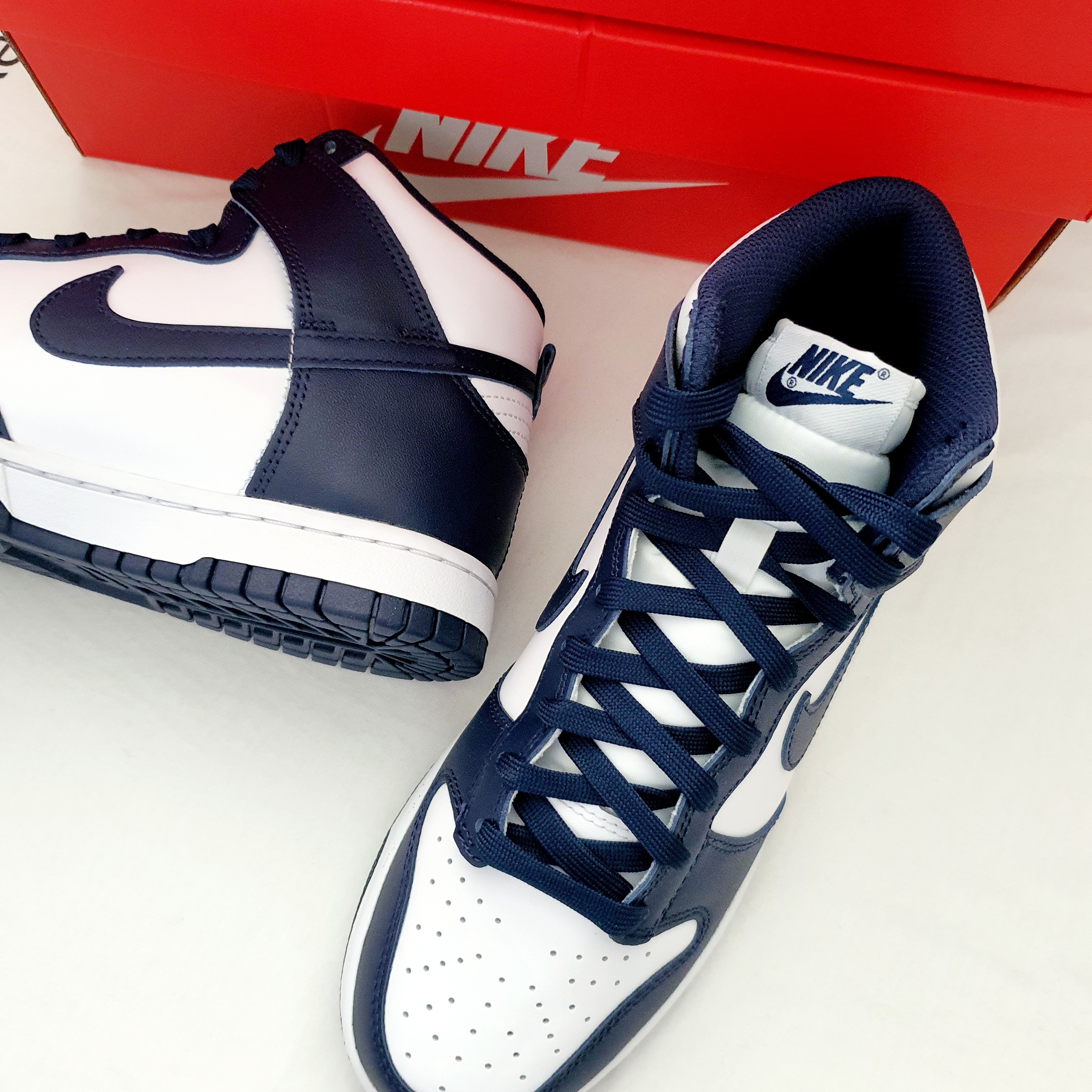 Nike Dunk High Retro Championship Navy, (GS) Nike Dunk High Championship Navy 착용 스타일 - 3