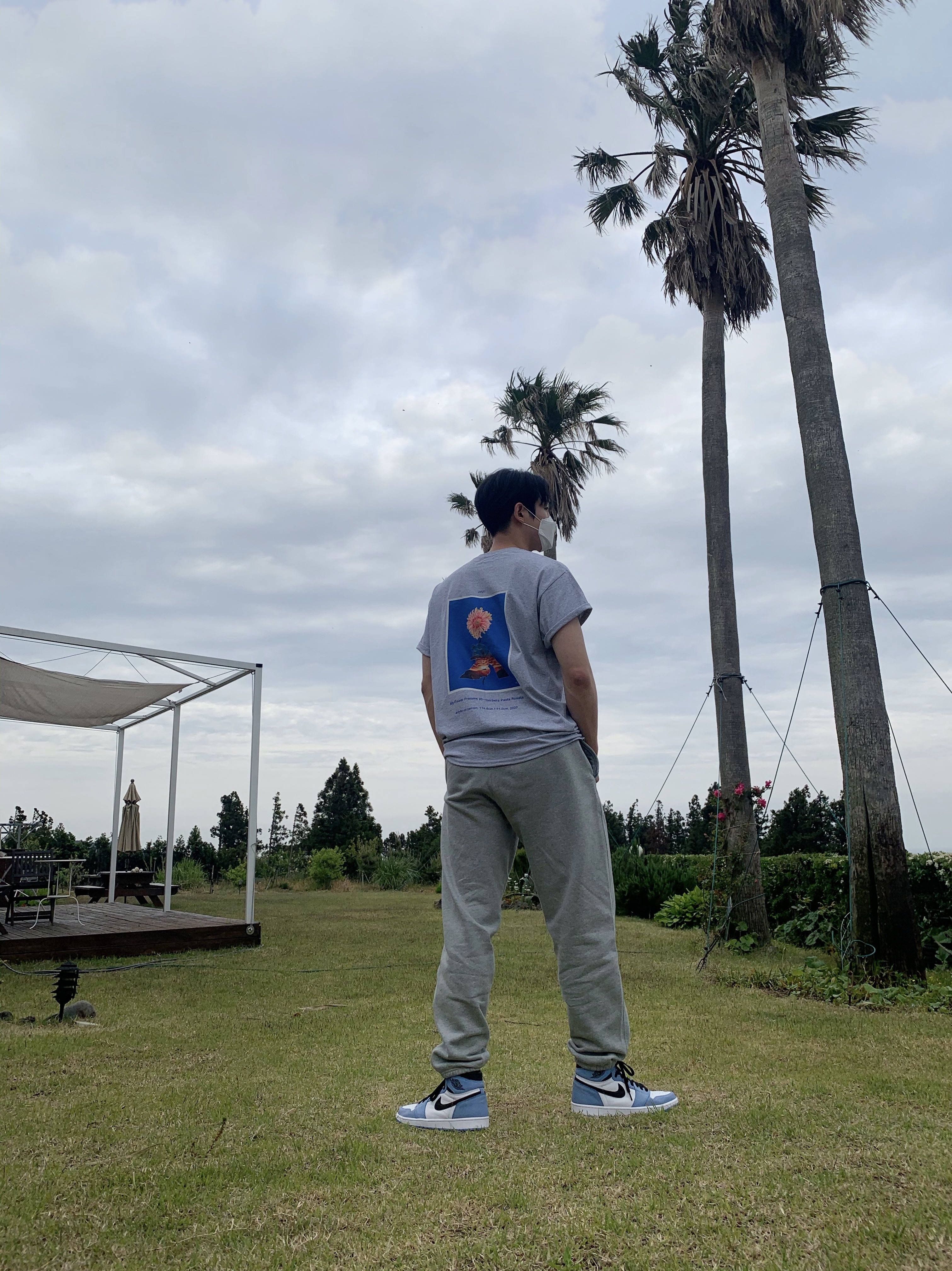Jordan 1 Retro High OG University Blue, Nike x Stussy NRG ZR Fleece Pants Heather Grey - US/EU 착용 스타일 - 2