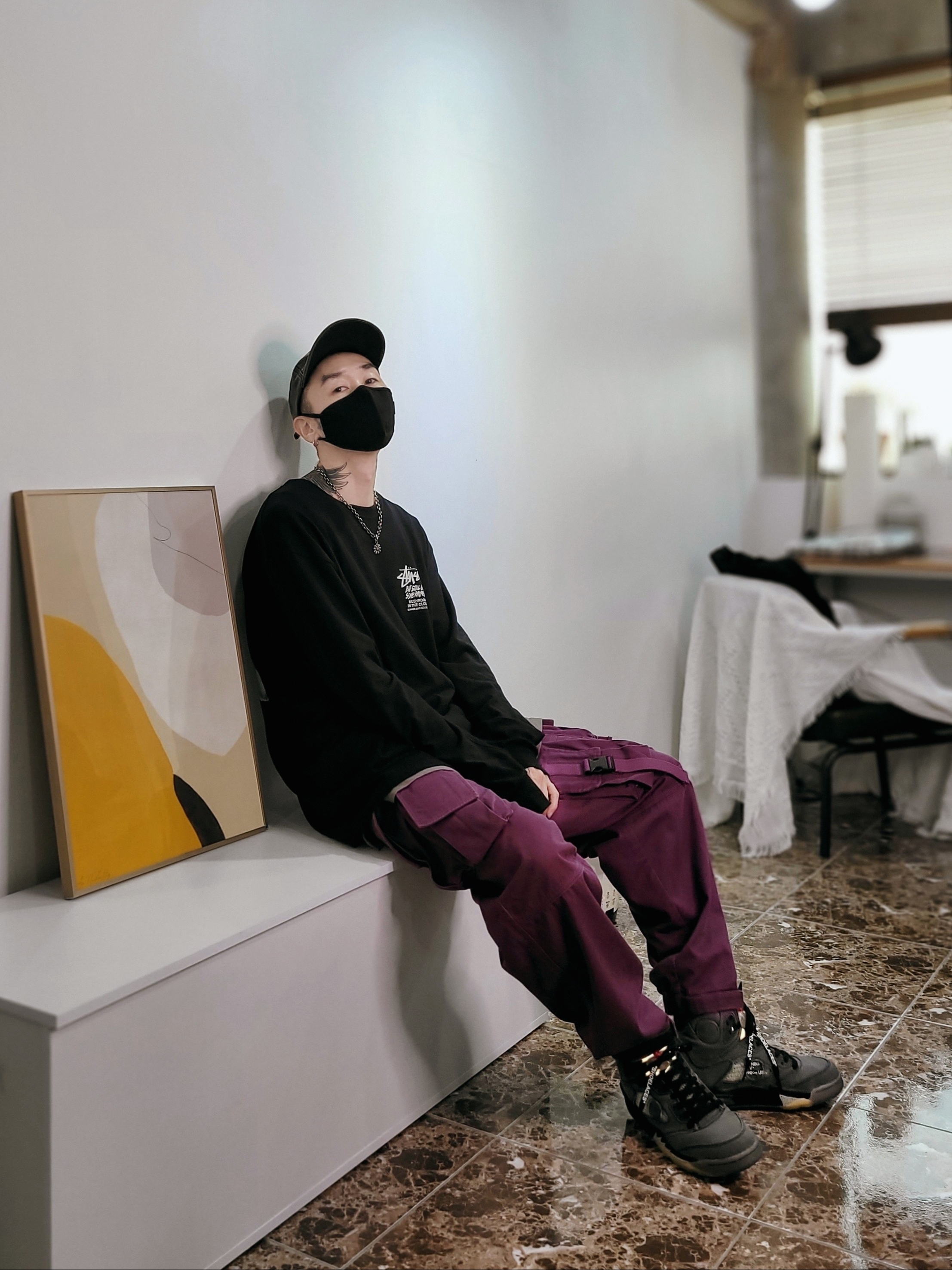 Jordan 5 x Off-White Retro SP Black Muslin 착용 스타일