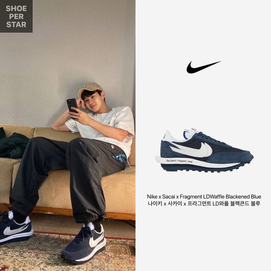 Nike x Sacai x Fragment LDWaffle Blackened Blue 착용 스타일 - 1