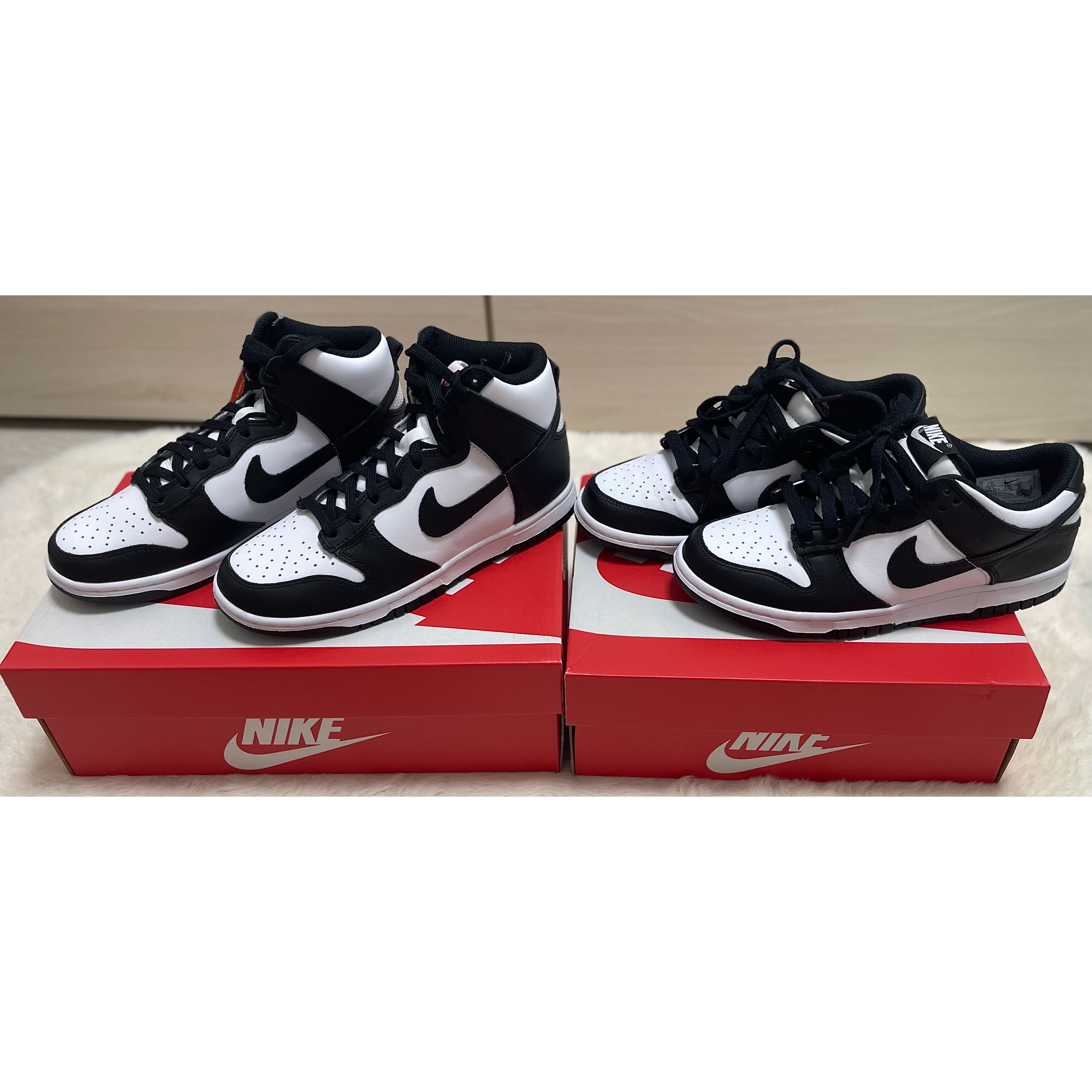 (W) Nike Dunk High Black and White, (GS) Nike Dunk Low Black 착용 스타일 - 3