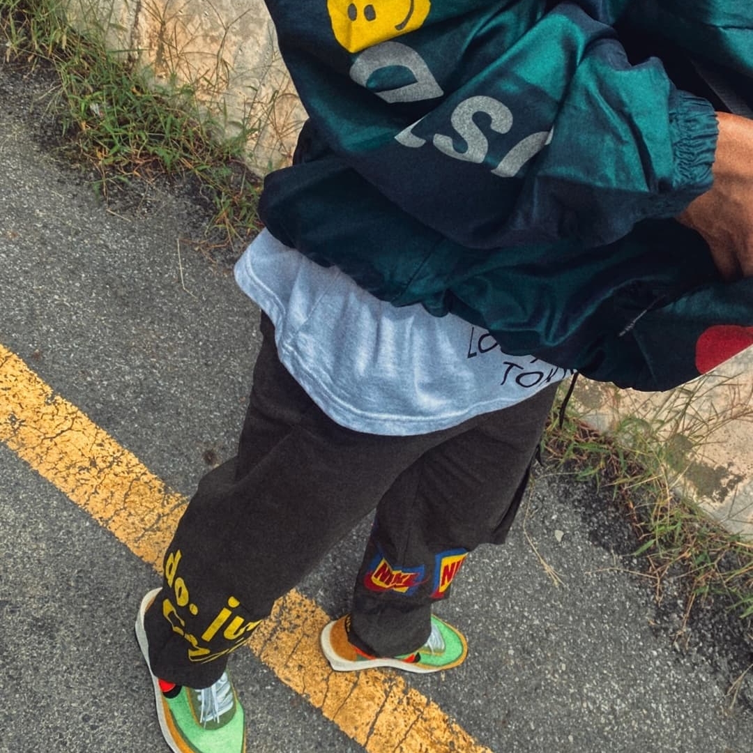 Nike x Cactus Plant Flea Market Anorak Teal, Nike x Cactus Plant Flea Market Track Pants Olive 착용 스타일