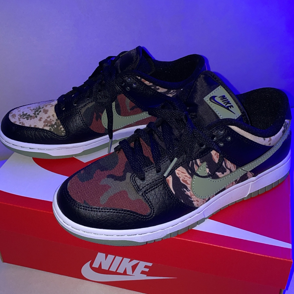 Nike Dunk Low SE Black Multi Camo 착용 스타일 - 5