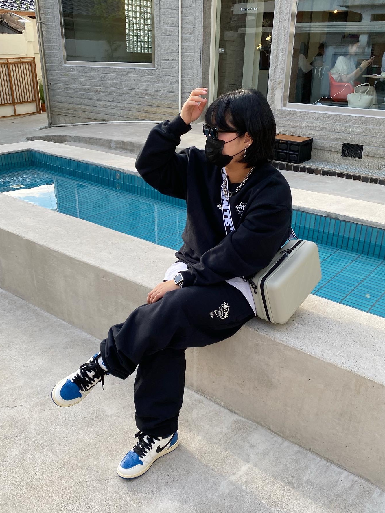 Nike x Stussy NRG ZR Fleece Pants Black - US/EU, Nike x Stussy NRG ZR Fleece Crewneck Black - US/EU 착용 스타일