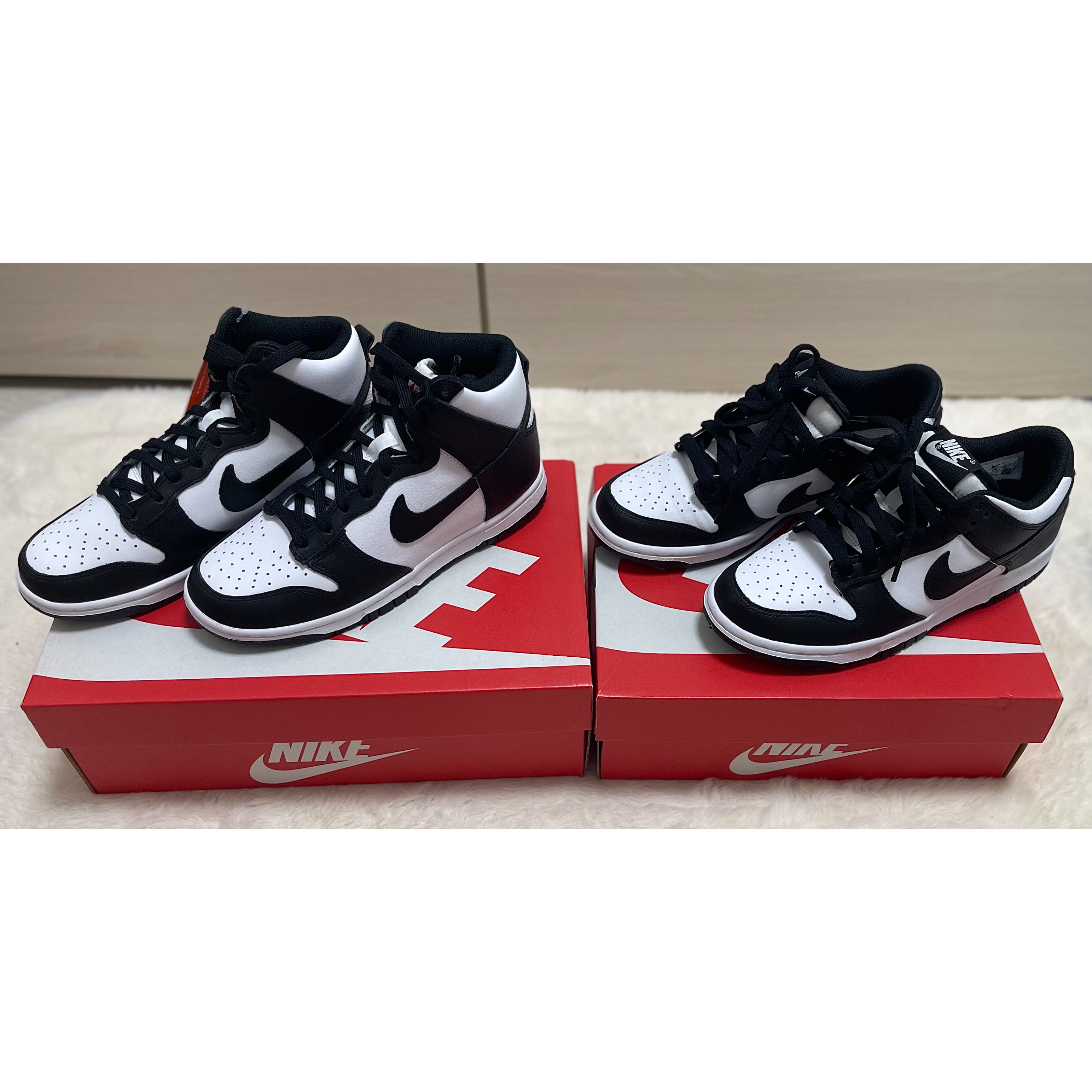 (W) Nike Dunk High Black and White, (GS) Nike Dunk Low Black 착용 스타일 - 2