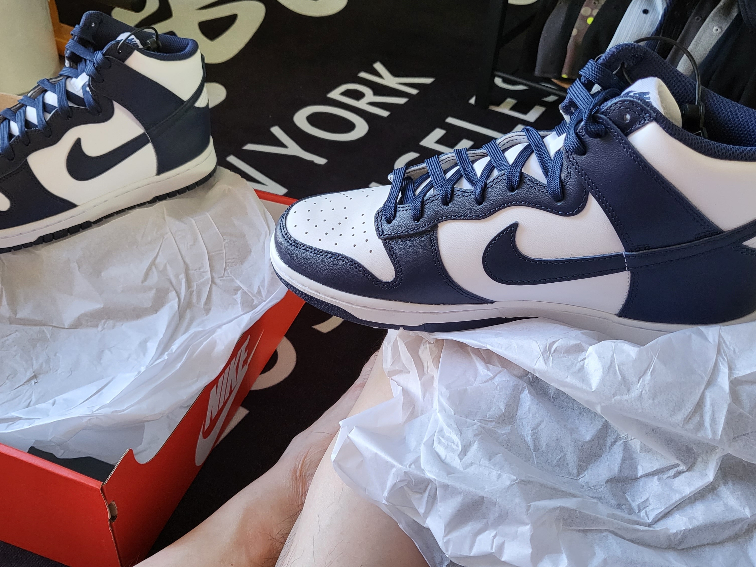 Nike Dunk High Retro Championship Navy, (GS) Nike Dunk High Championship Navy 착용 스타일 - 3