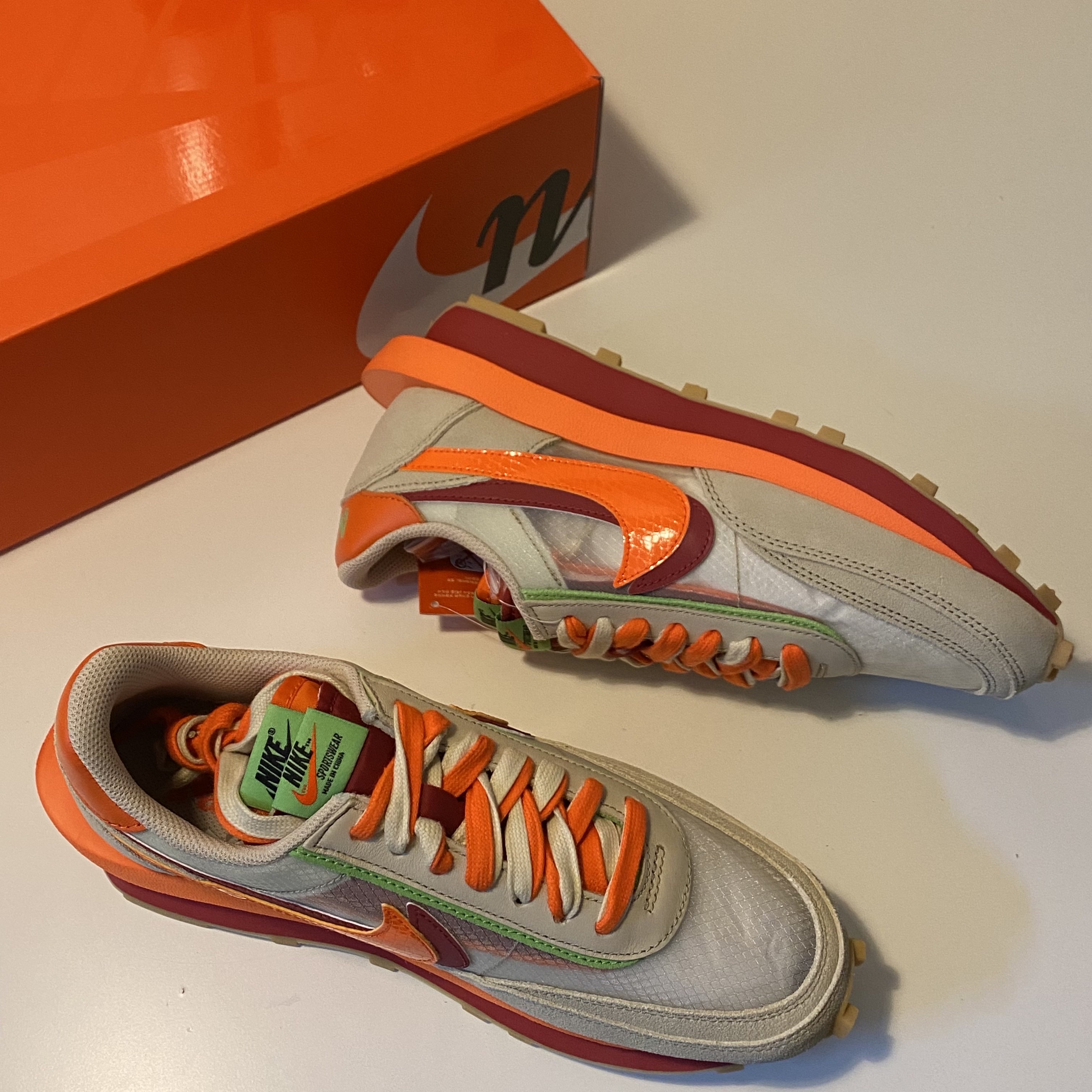 Nike x Sacai x Clot LDWaffle Orange Blaze 착용 스타일 - 5